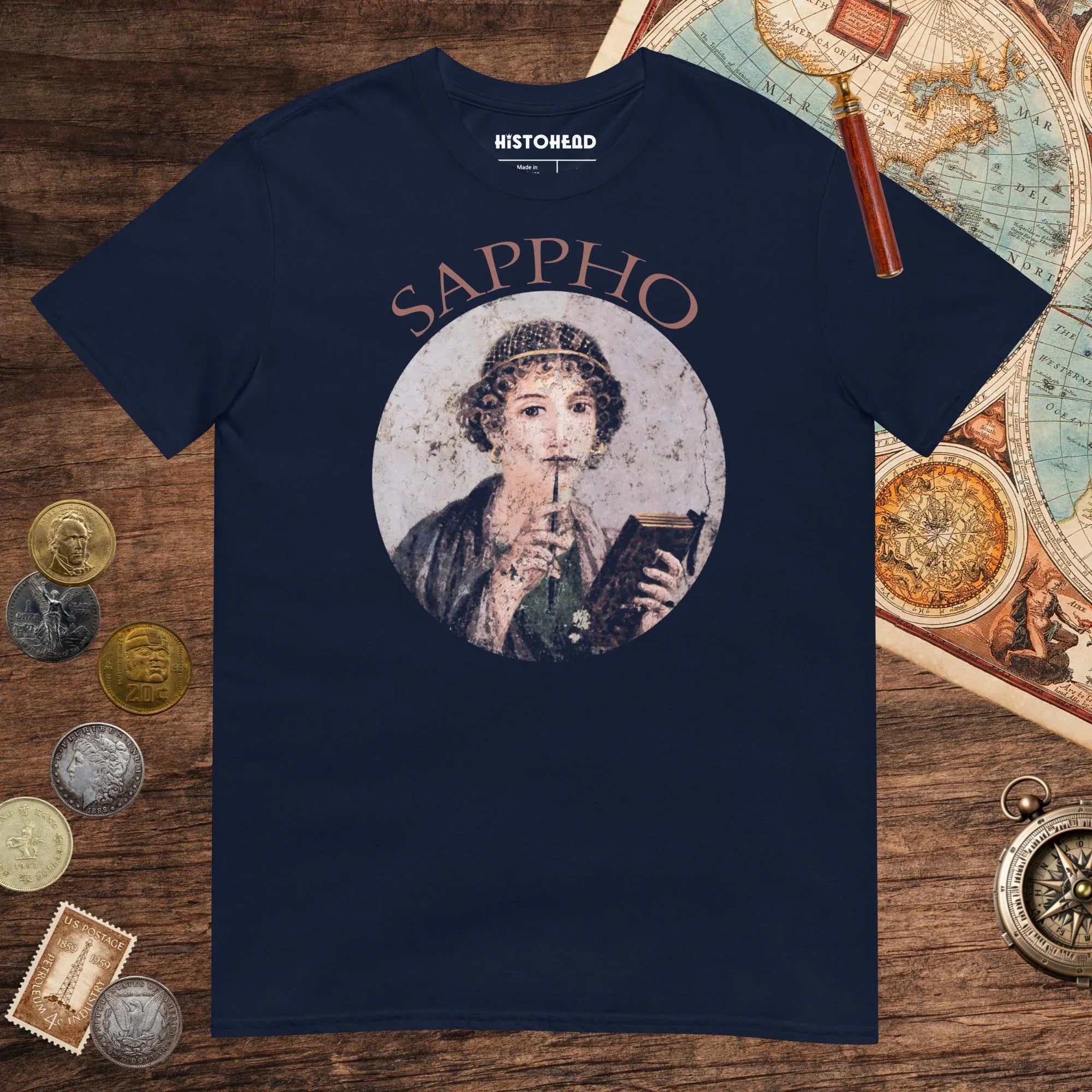Navy Sappho Tee - history buff gift by HistoHead