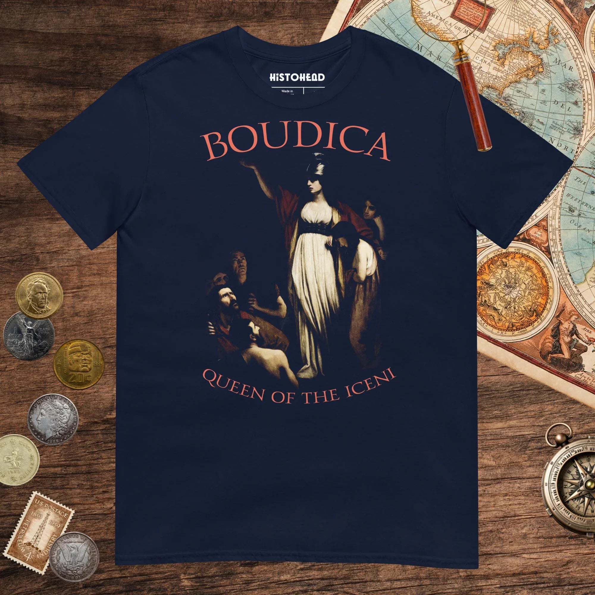 Navy Boudica Queen of the Iceni Painting Tee - history buff gift by HistoHead
