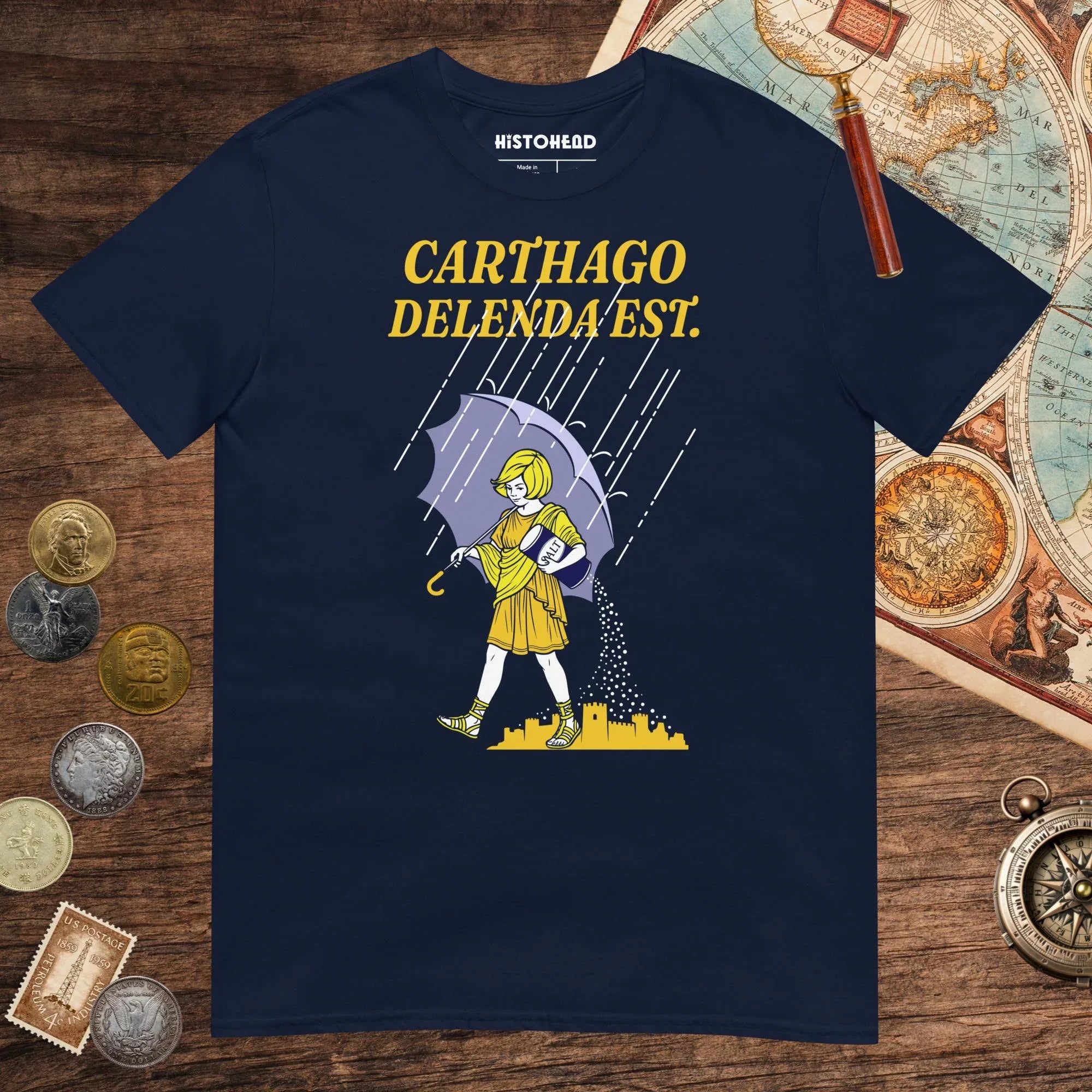 Navy Carthago Delenda Est Salt Girl Tee - history buff gift by HistoHead