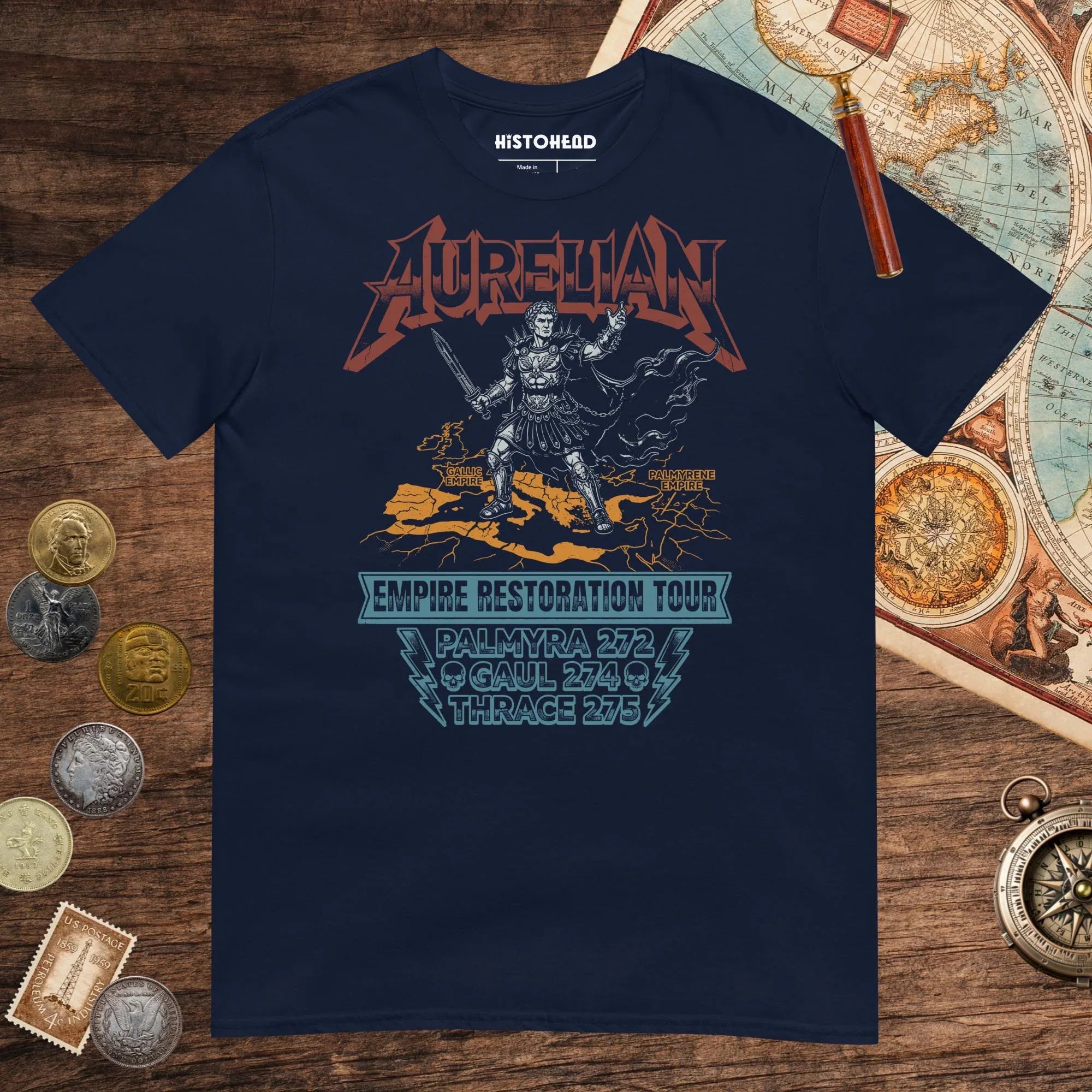 Navy Aurelian Empire Restoration Tour Tee - history buff gift by HistoHead