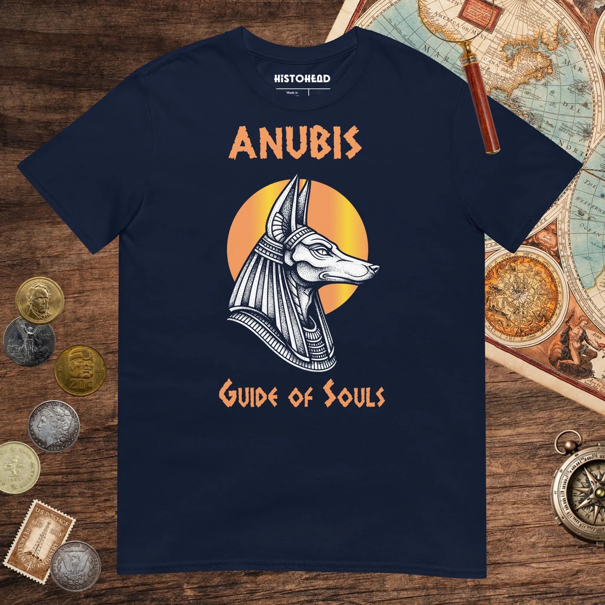 Navy Anubis Guide of Souls Tee - history buff gift by HistoHead