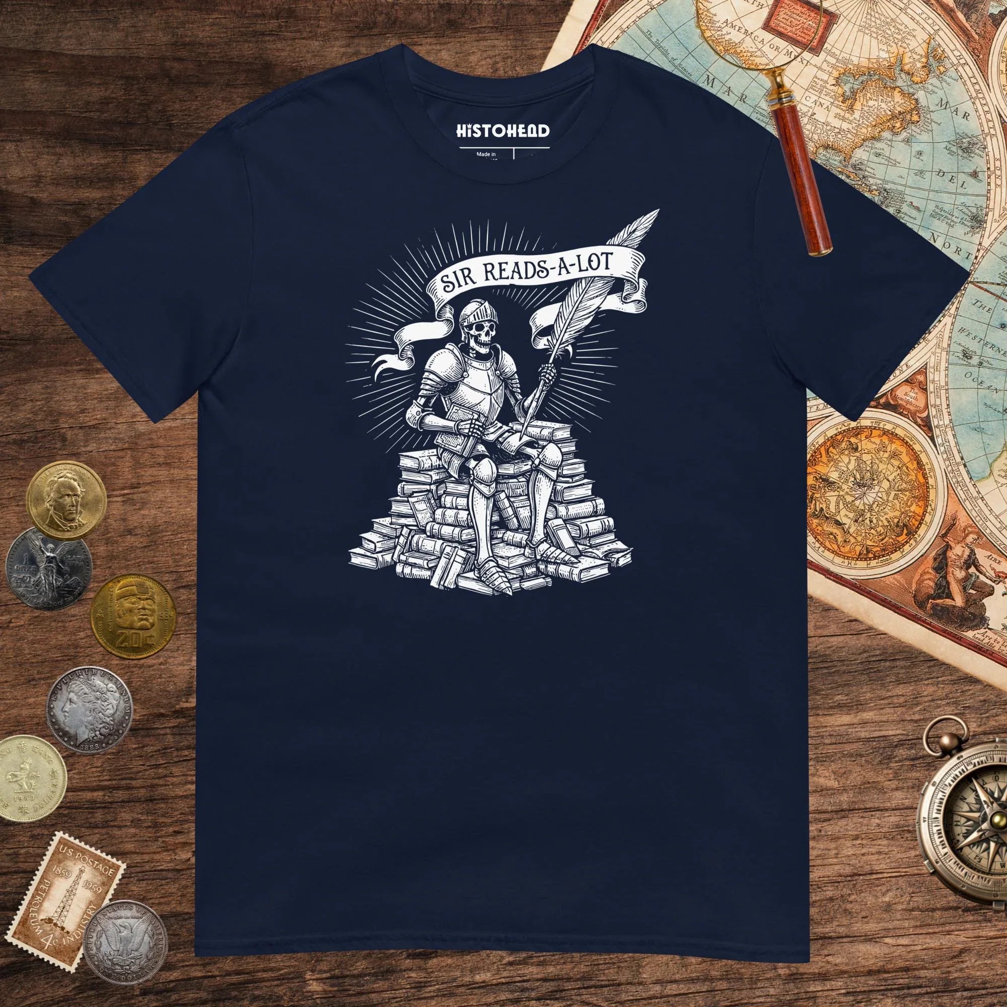 Navy Sir Reads-A-Lot Tee - history buff gift by HistoHead