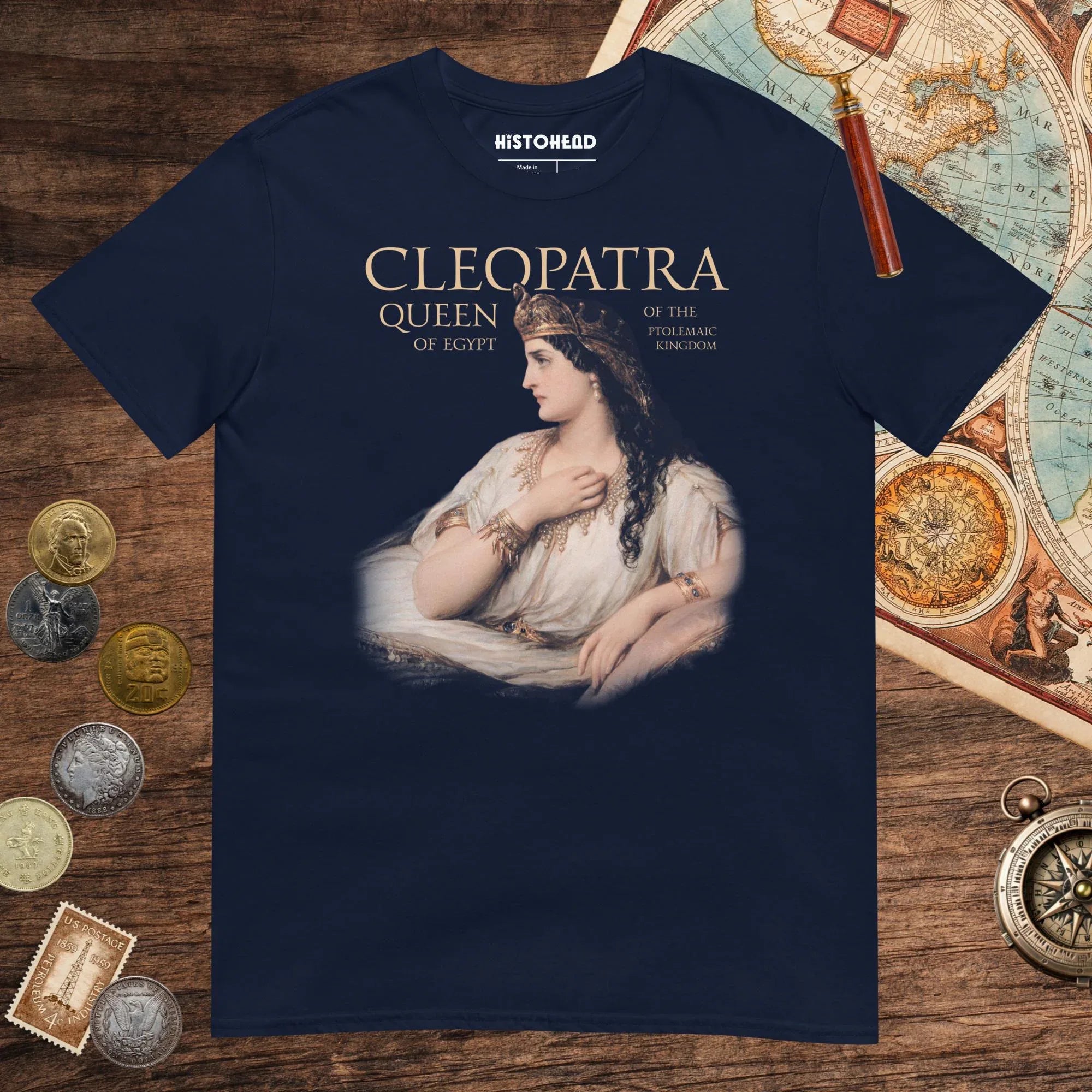 Navy Cleopatra Queen of Egypt Tee - history buff gift by HistoHead