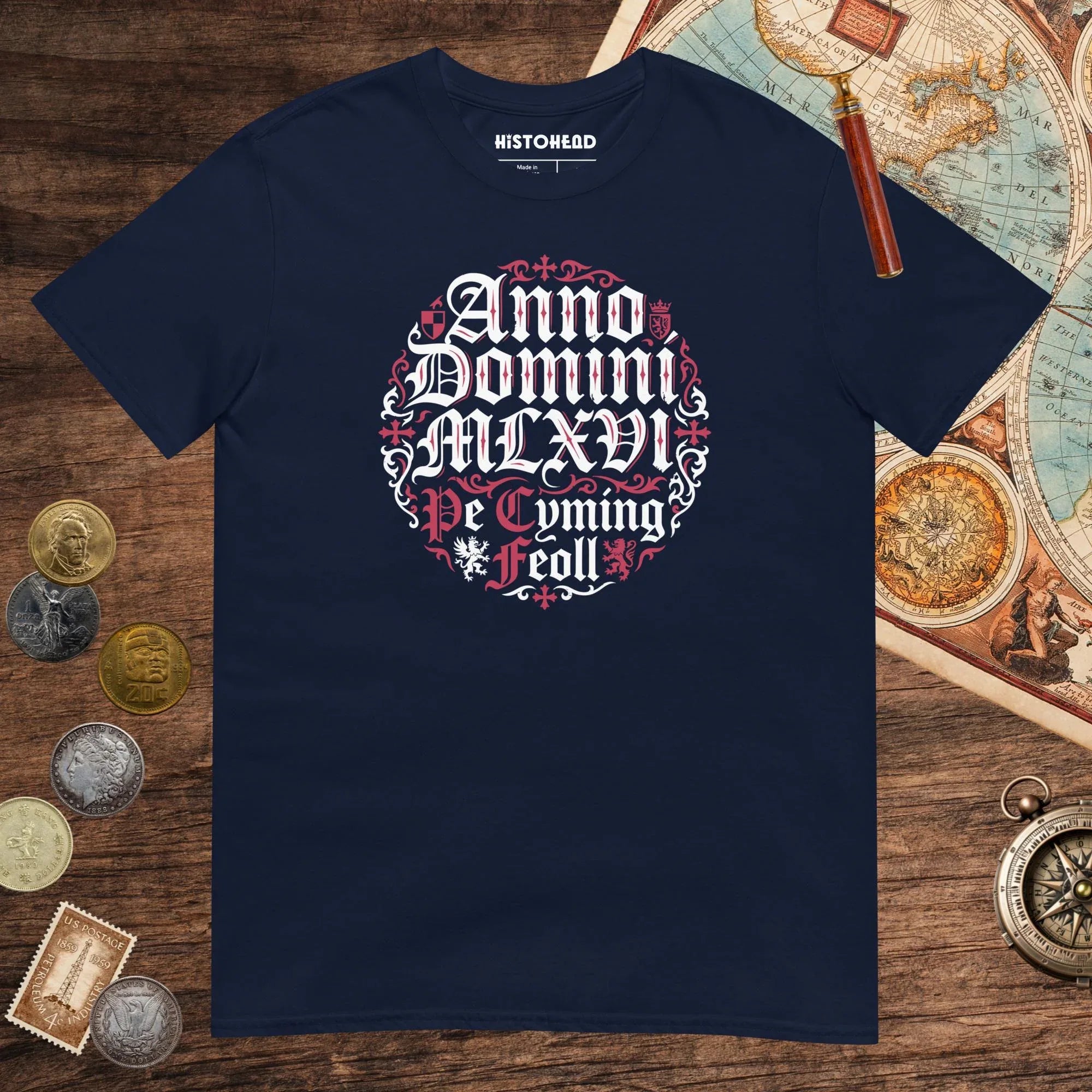 Navy 1066 The King Fell Tee - history buff gift by HistoHead