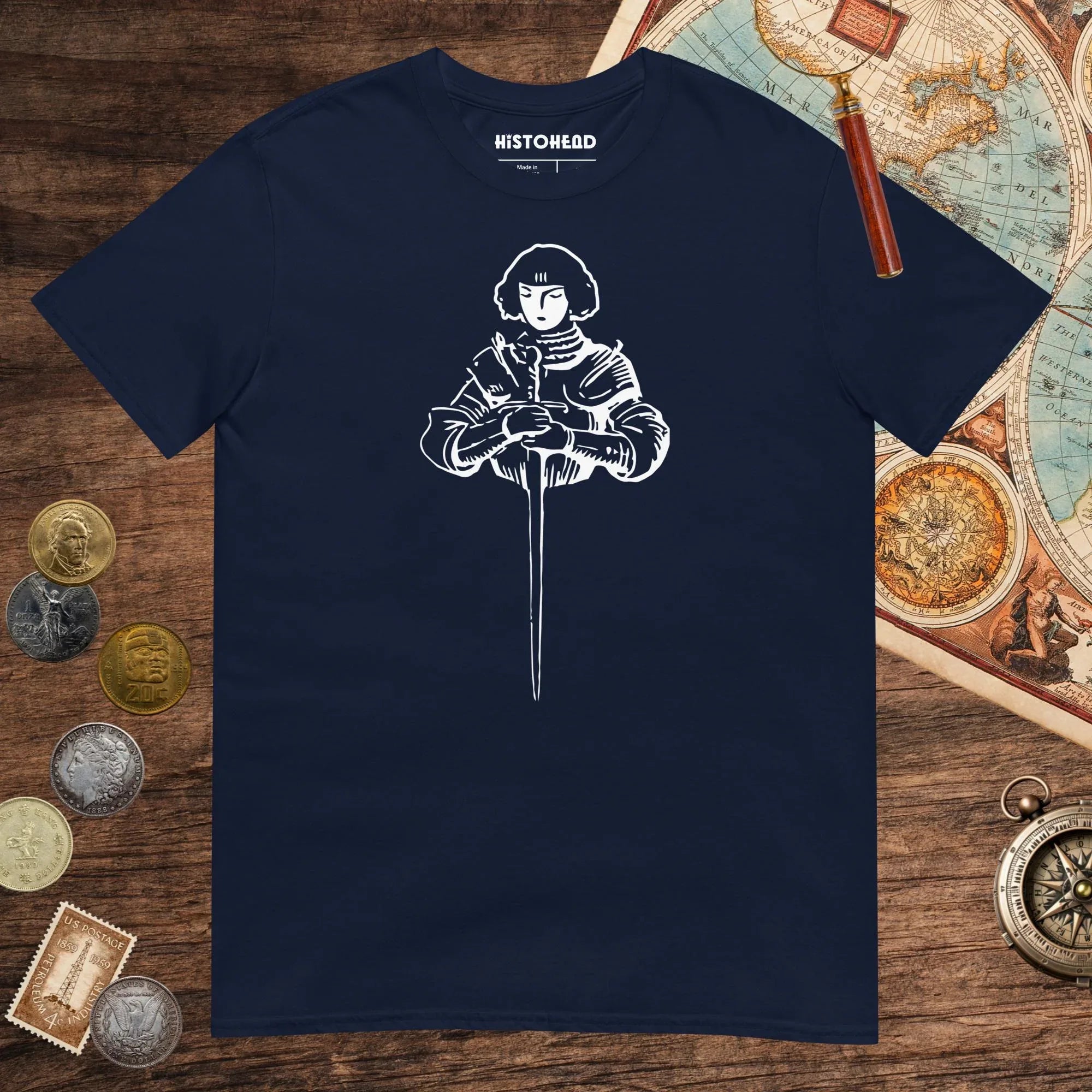 Navy Joan of Arc Stamp Tee - history buff gift by HistoHead