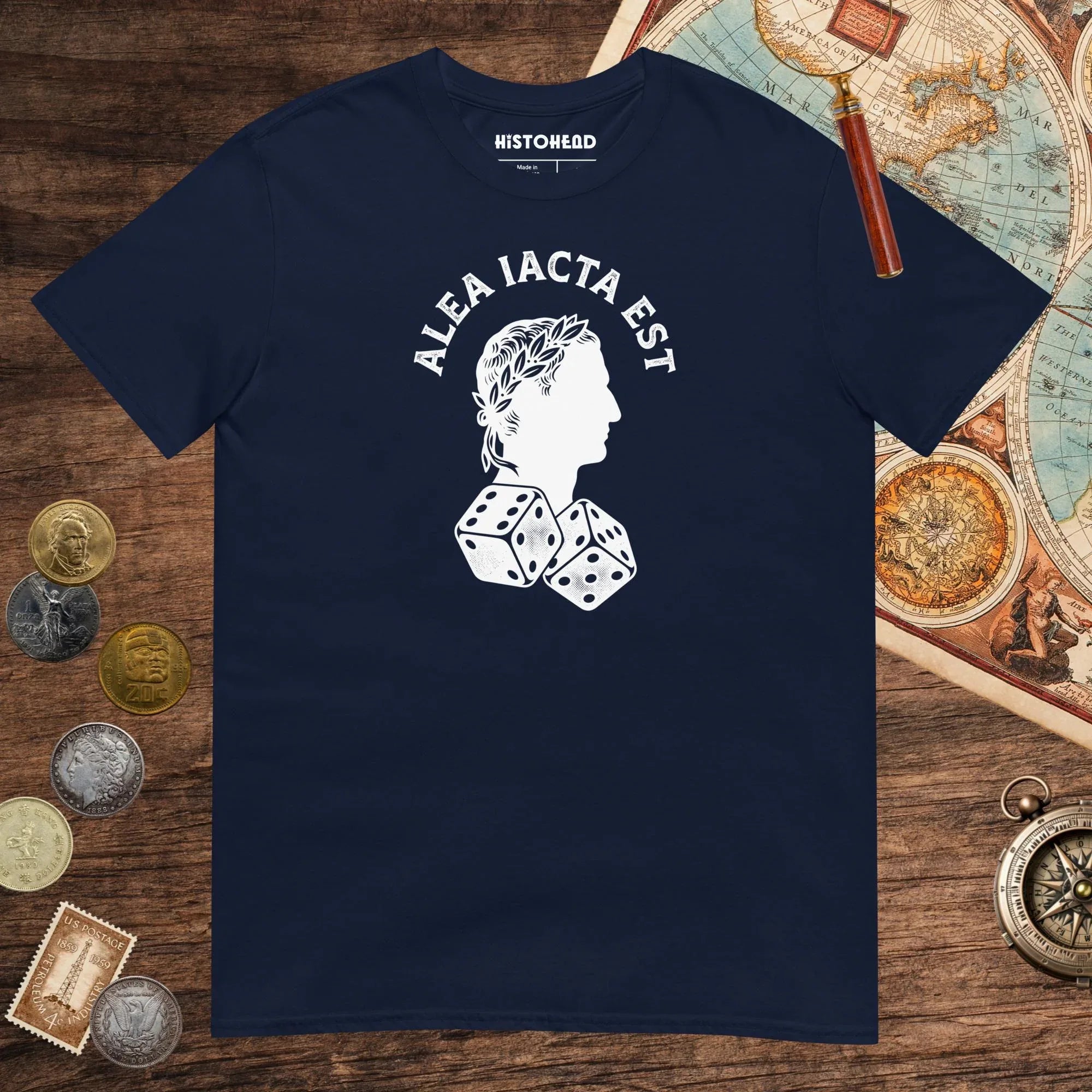 Navy Alea Iacta Est Caesar Quote Tee - history buff gift by HistoHead