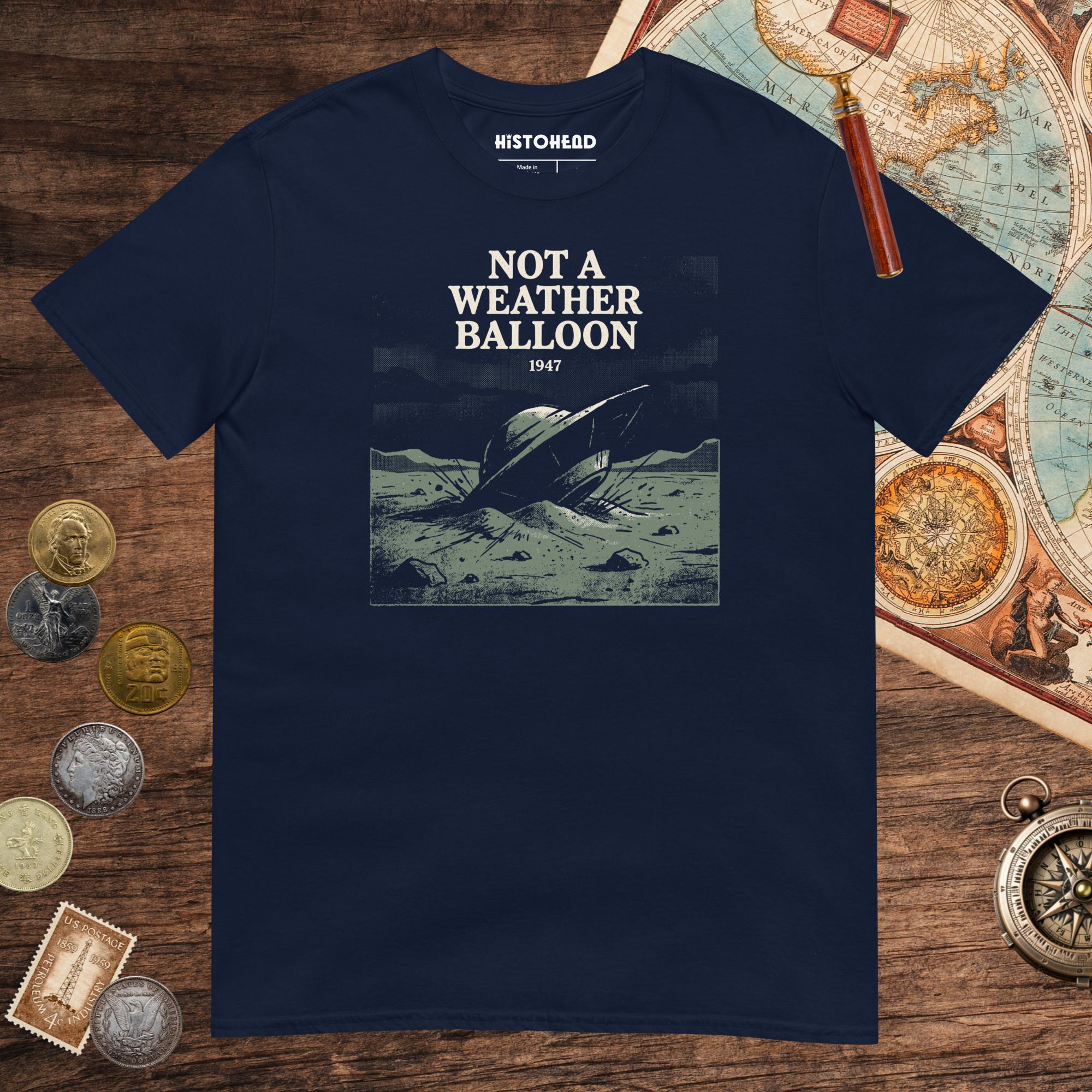 Navy Roswell Weather Balloon Tee - history buff gift by HistoHead