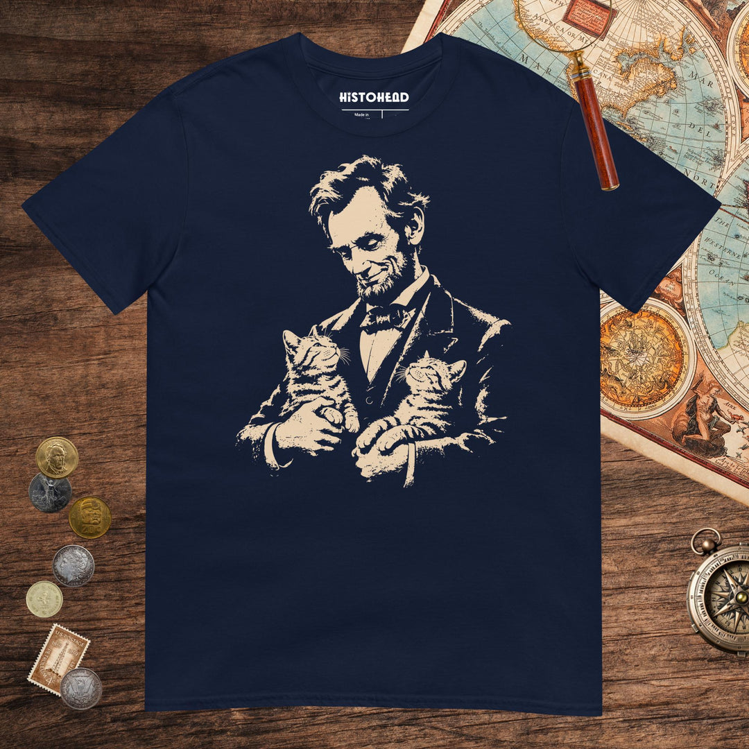 Navy Lincoln's Cats Tee - history buff gift by HistoHead