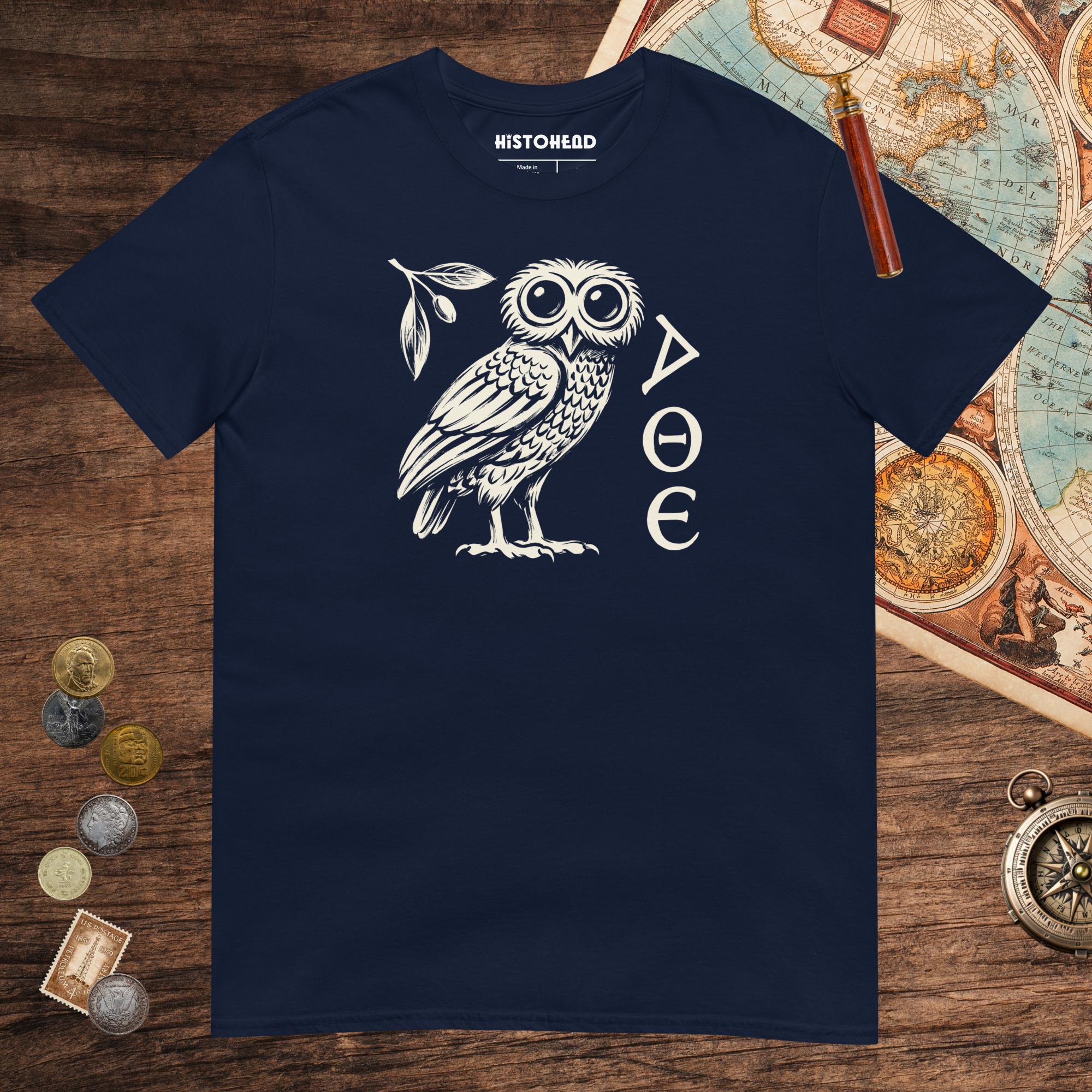 Navy Owl of Athena Tee - history buff gift by HistoHead