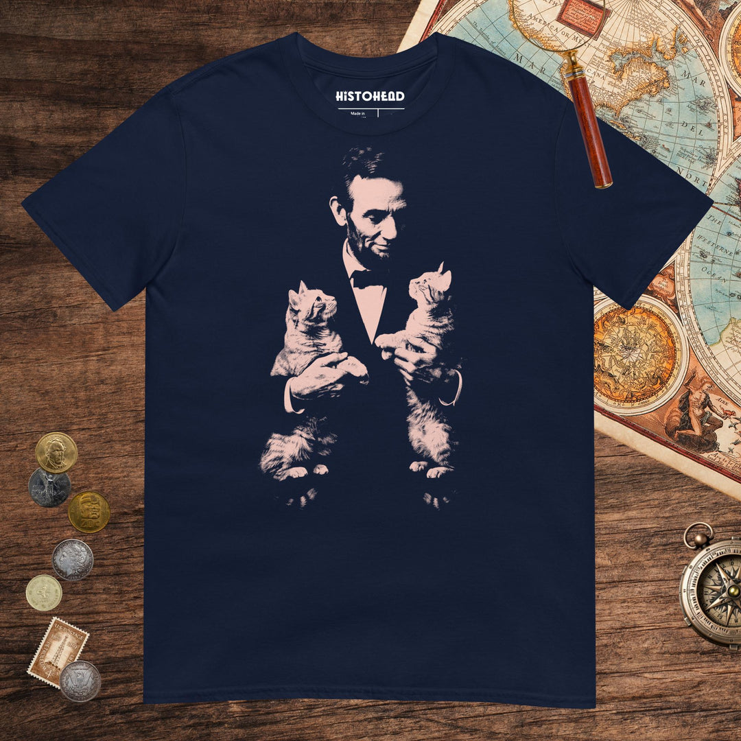 Navy Lincoln Kittens Tee - history buff gift by HistoHead