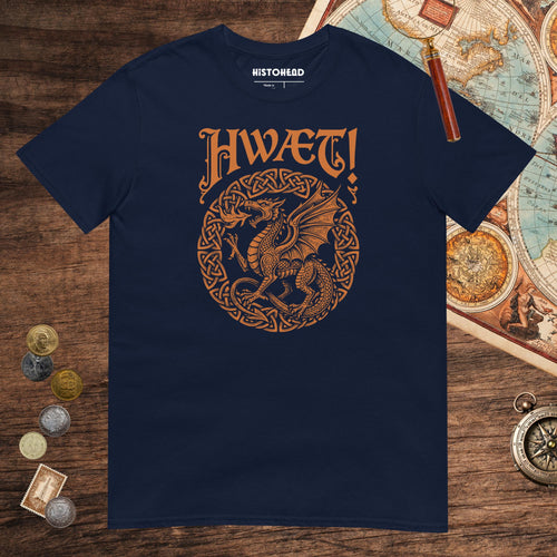Navy Hwæt Dragon Tee - history buff gift by HistoHead