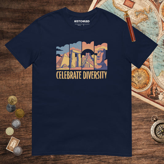 Navy Celebrate Diversity Stone Wonders Edition Tee - history buff gift by HistoHead