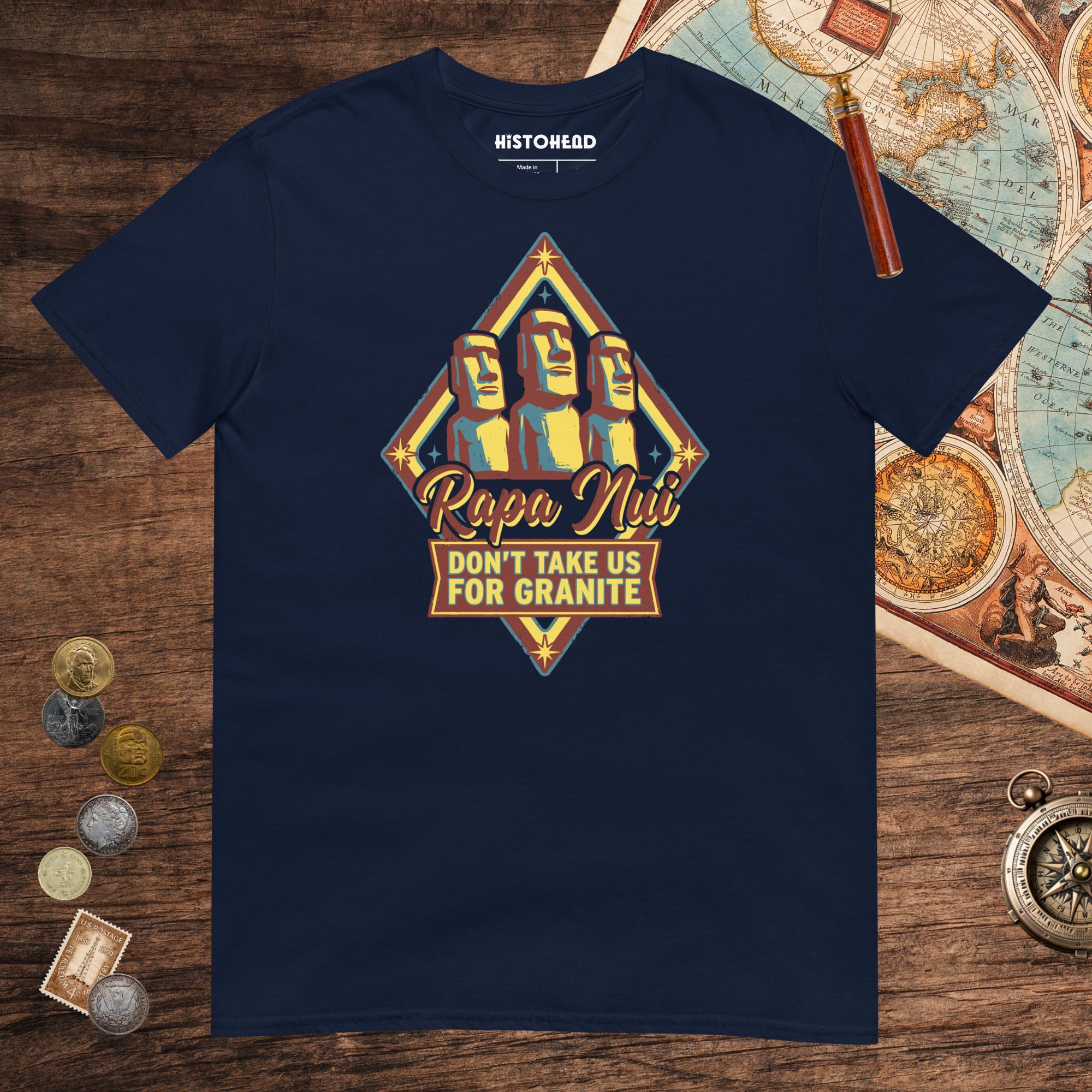 Navy Rapa Nui Moai Tee - history buff gift by HistoHead