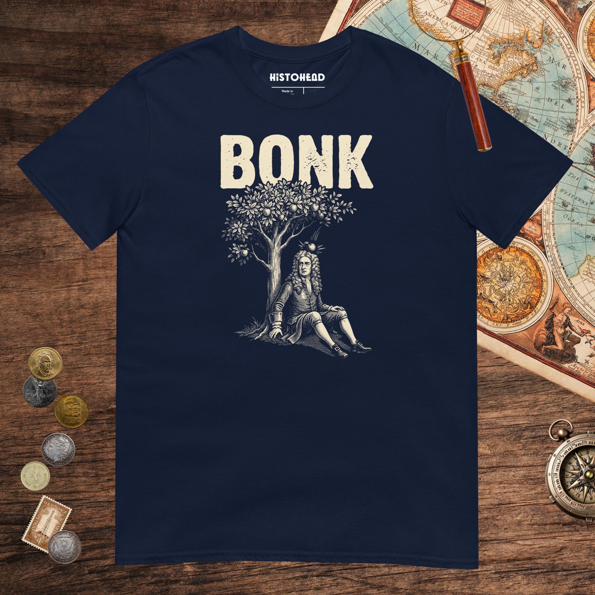 Navy Newton Bonk Tee - history buff gift by HistoHead