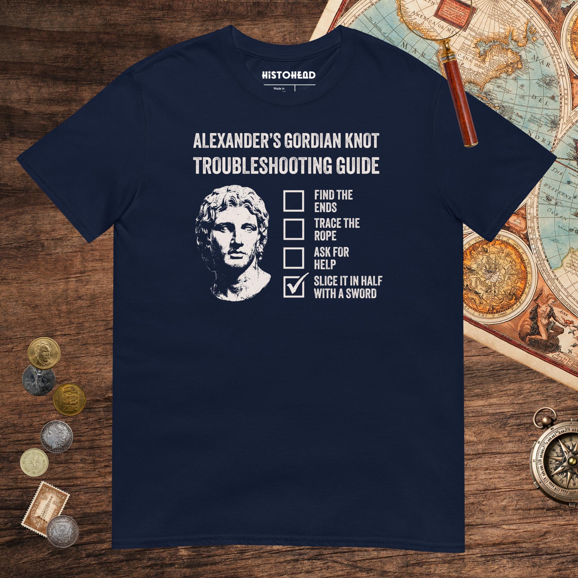 Navy Alexander's Gordian Knot Guide Tee - history buff gift by HistoHead