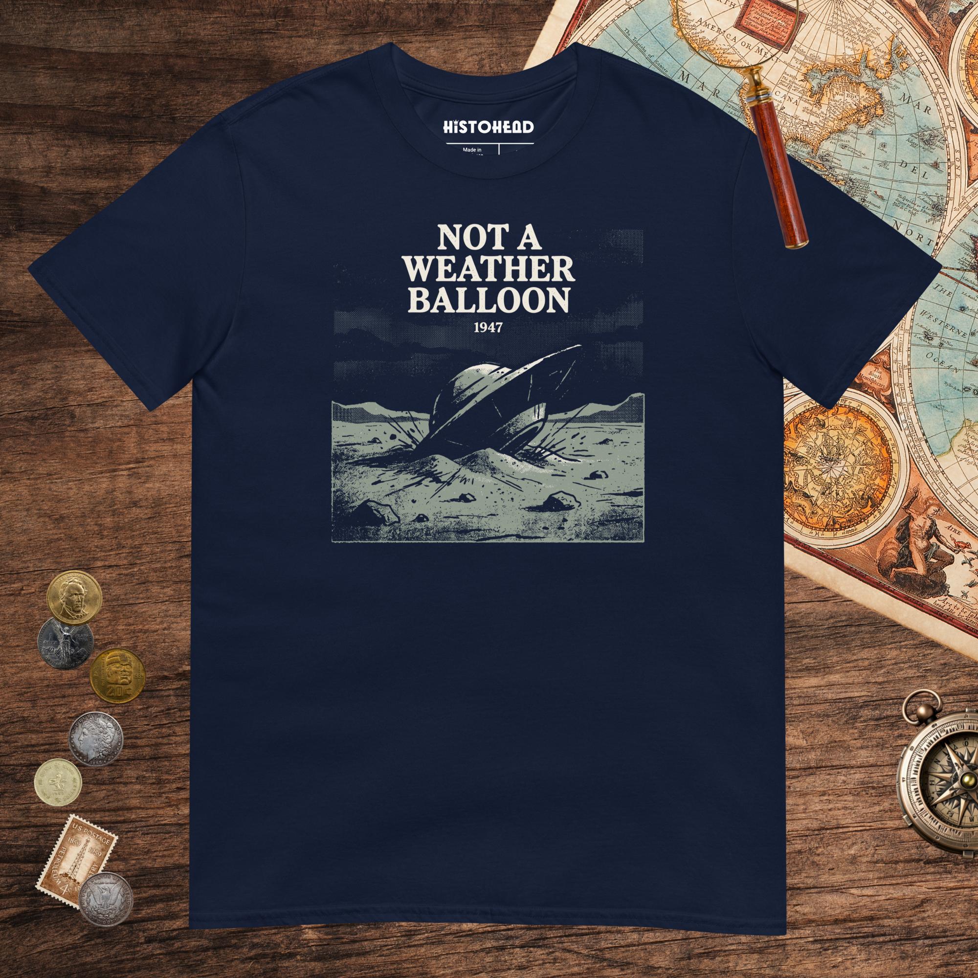 Navy Roswell Weather Balloon Tee - history buff gift by HistoHead