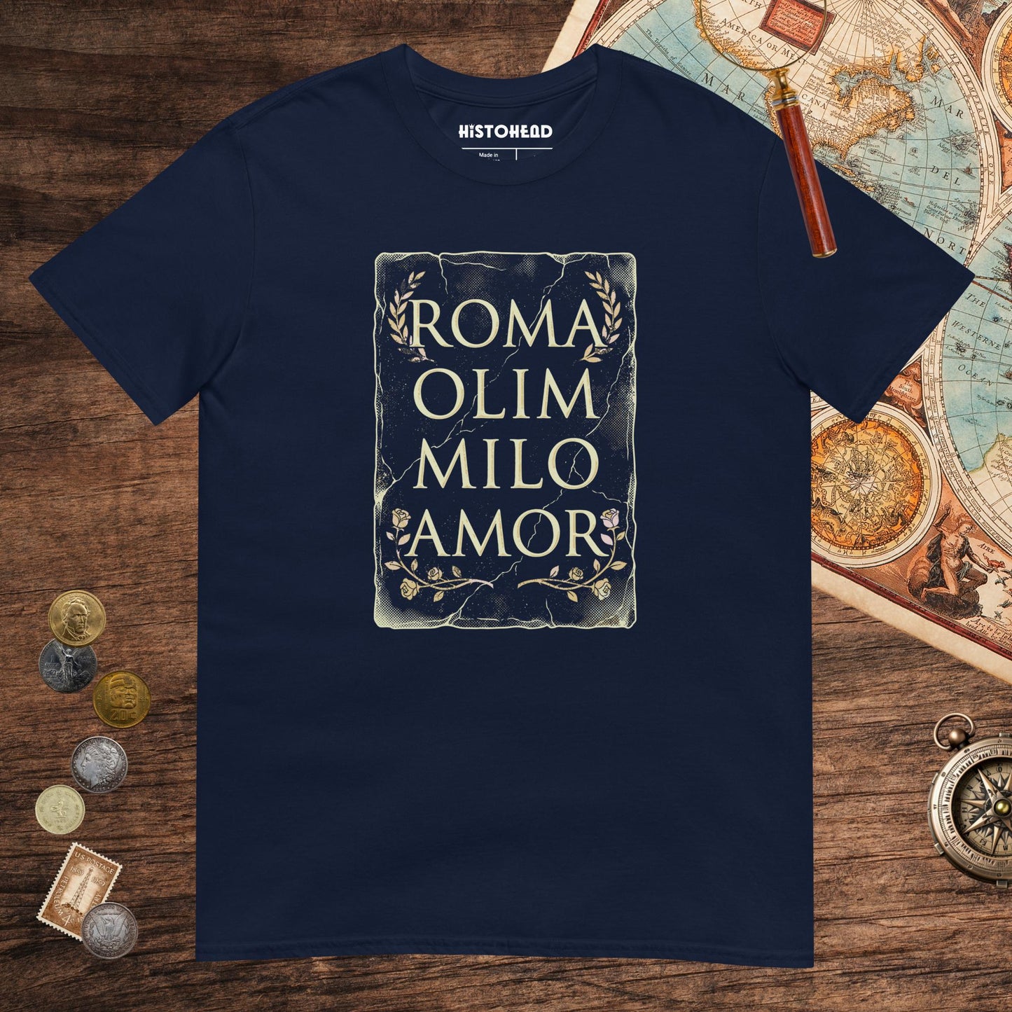 Navy Roma Amor Tee - history buff gift by HistoHead