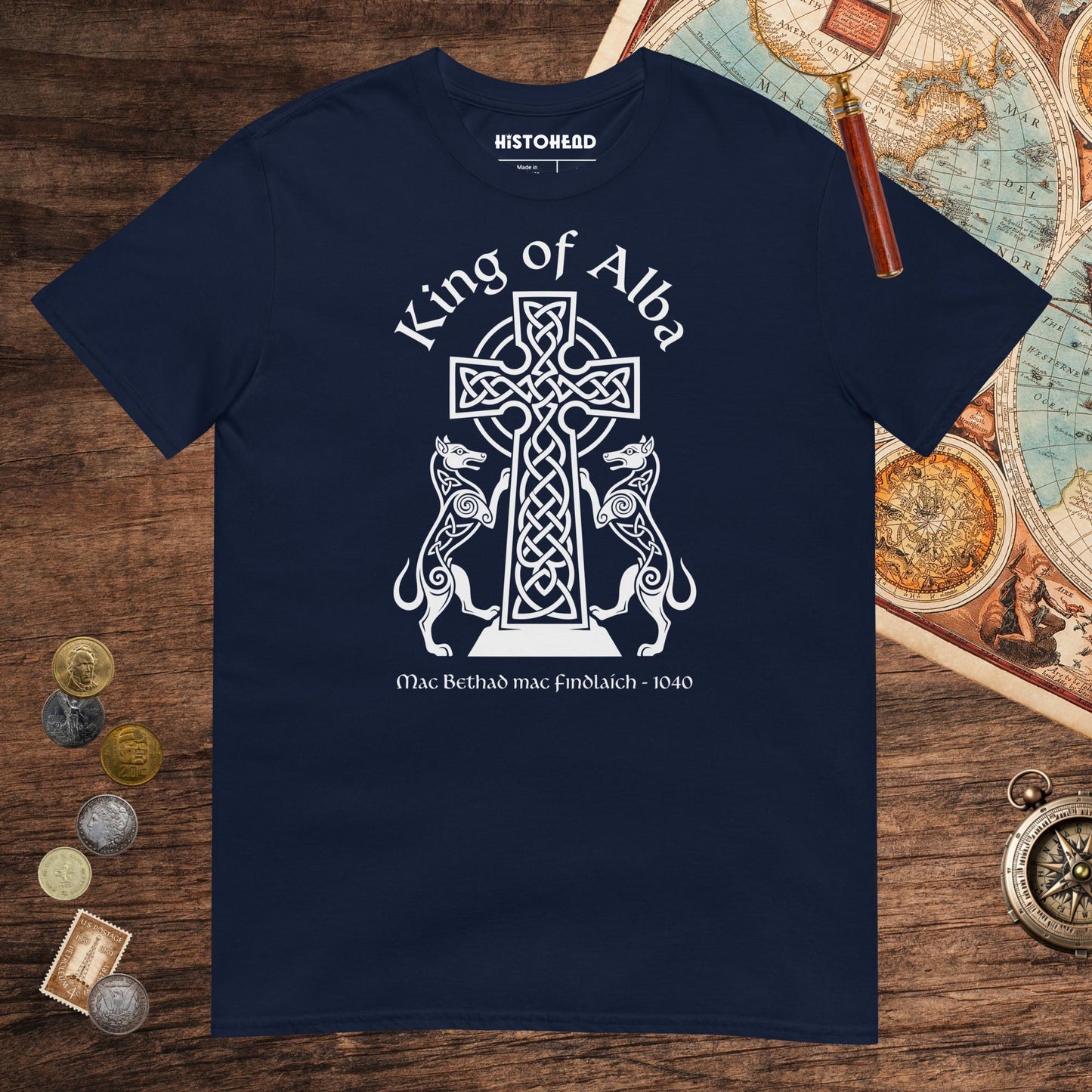 Navy King of Alba Tee - history buff gift by HistoHead
