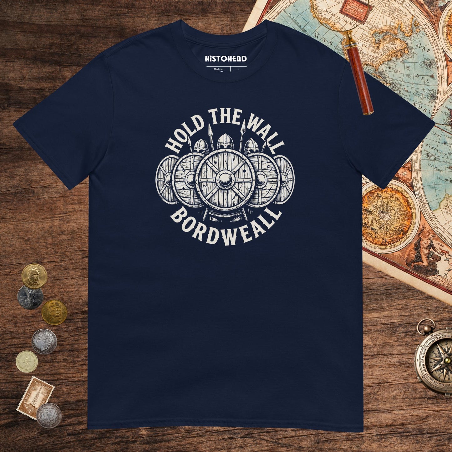 Navy Hold the Wall Tee - history buff gift by HistoHead