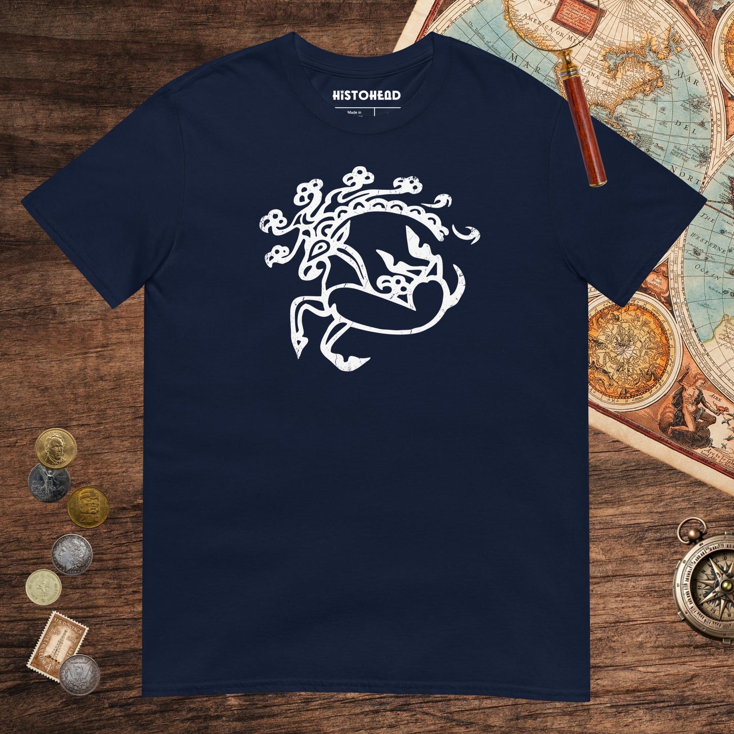 Navy Siberian Ice Maiden Deer Tee - history buff gift by HistoHead