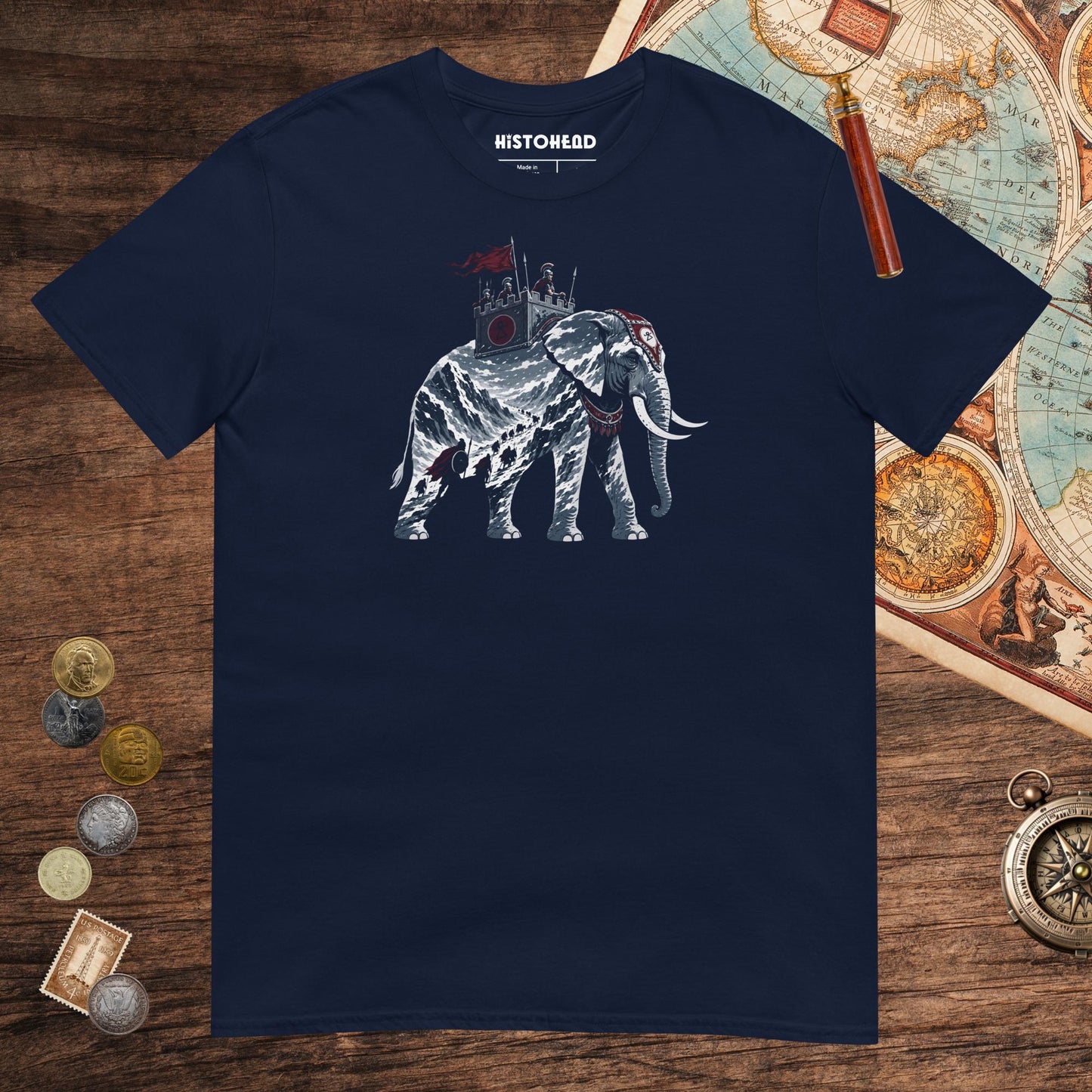 Navy Hannibal Crossing the Alps Tee - history buff gift by HistoHead