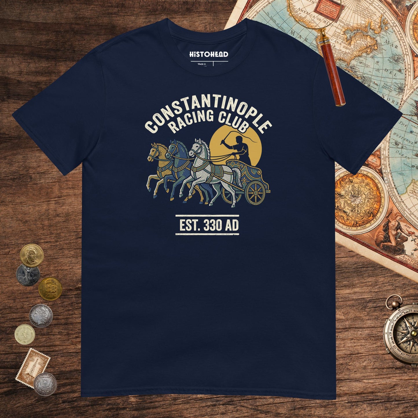 Navy Constantinople Racing Club Tee - history buff gift by HistoHead
