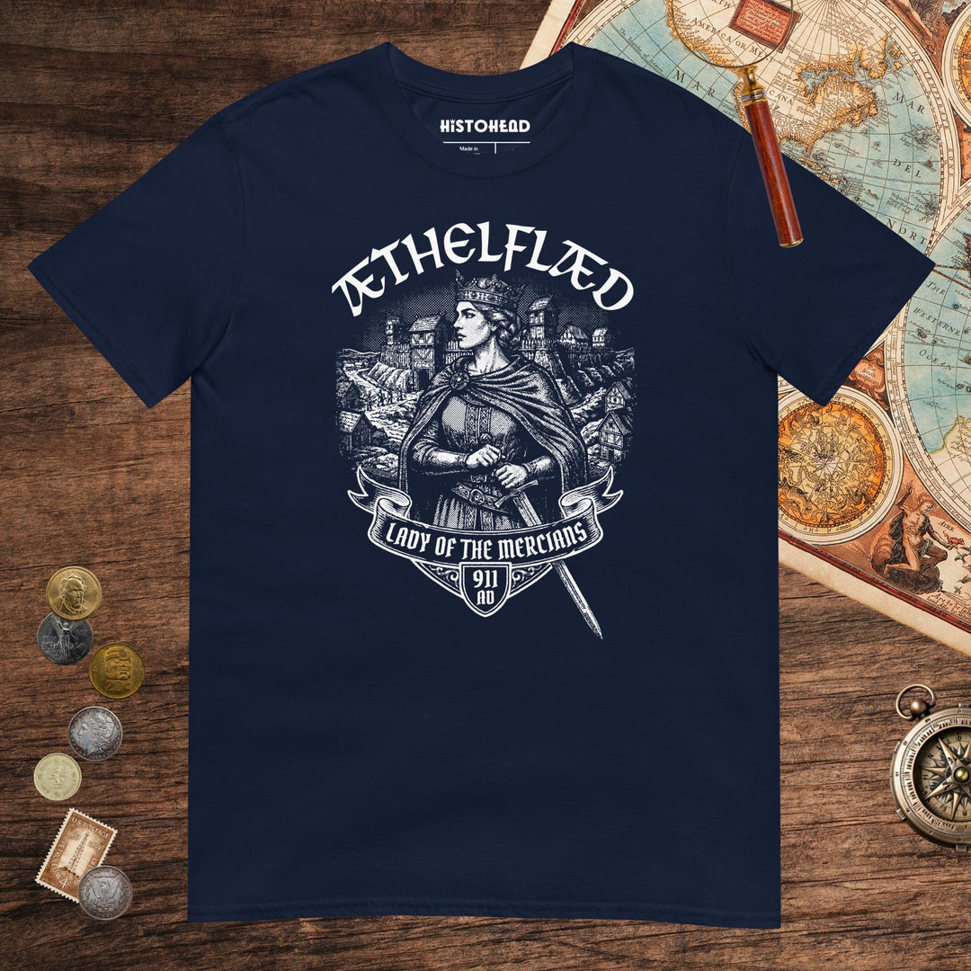 Navy Æthelflæd Lady of the Mercians Tee - history buff gift by HistoHead