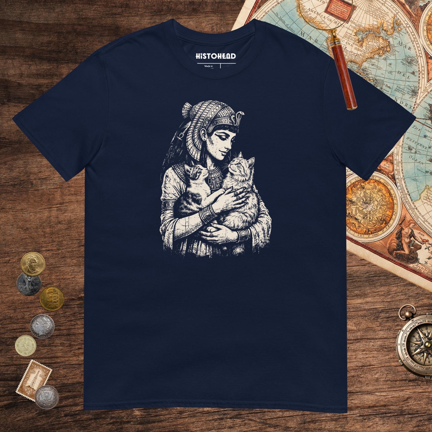 Navy Cleopatra's Cats Tee - history buff gift by HistoHead