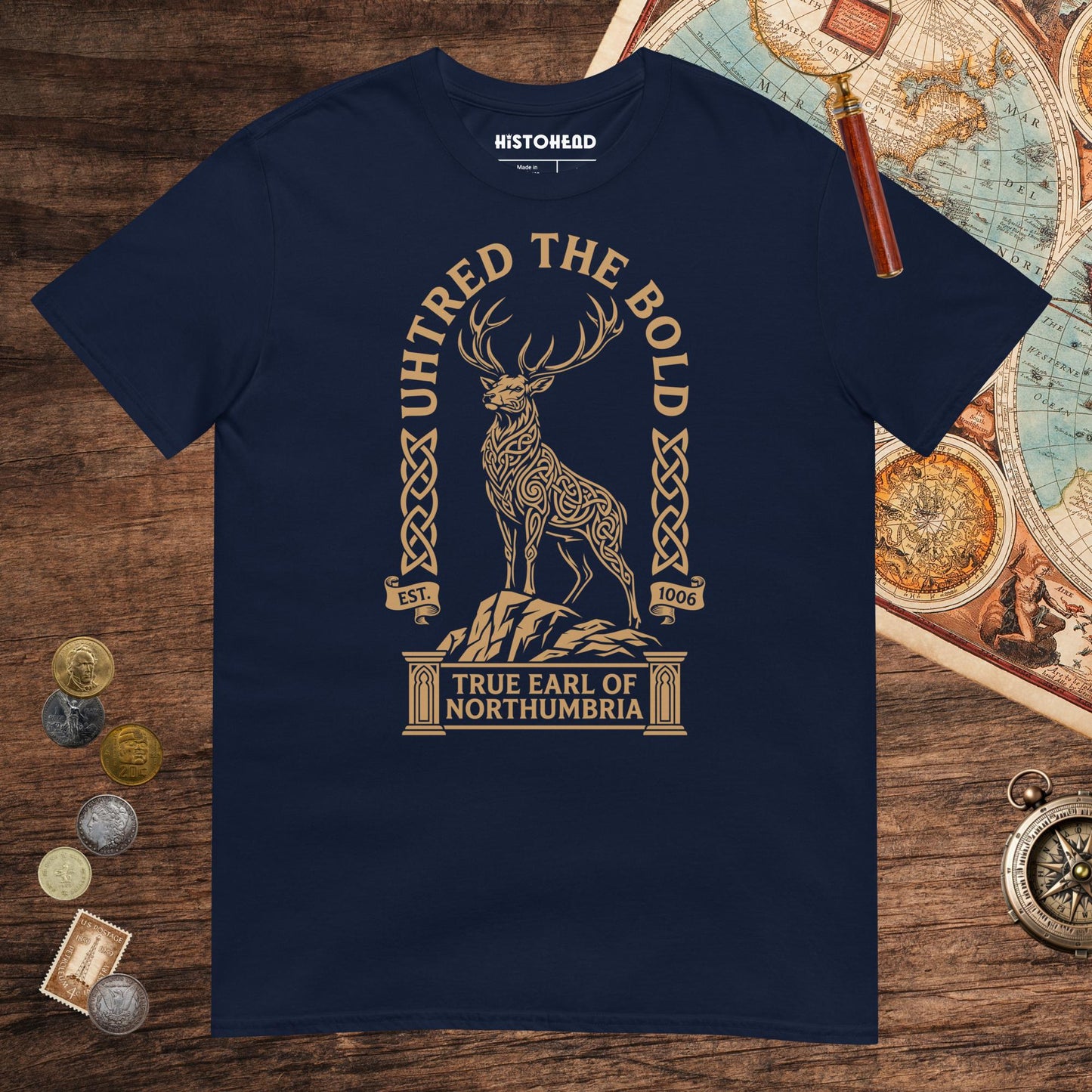 Navy Uhtred the Bold Tee - history buff gift by HistoHead