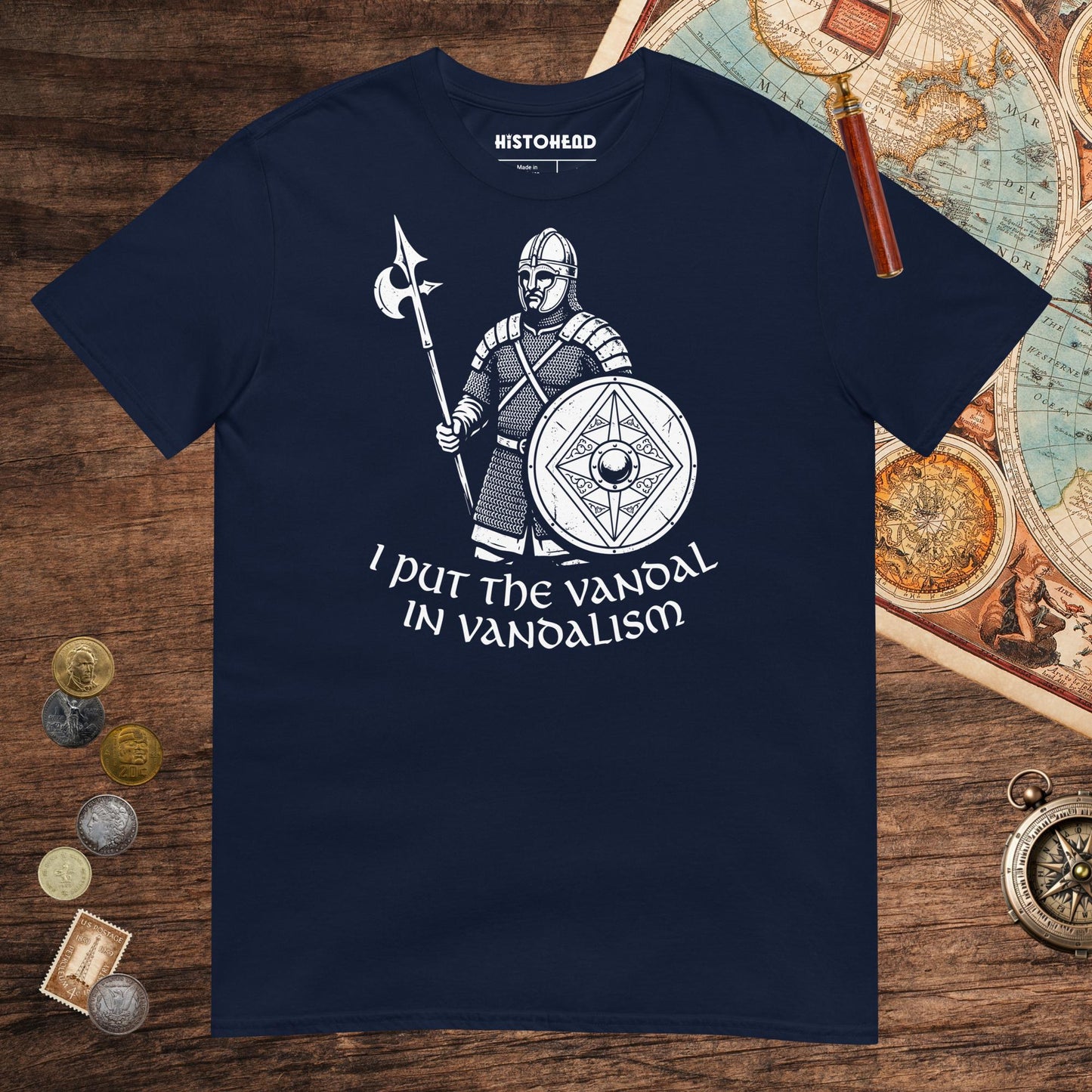 Navy Vandal in Vandalism Tee - history buff gift by HistoHead