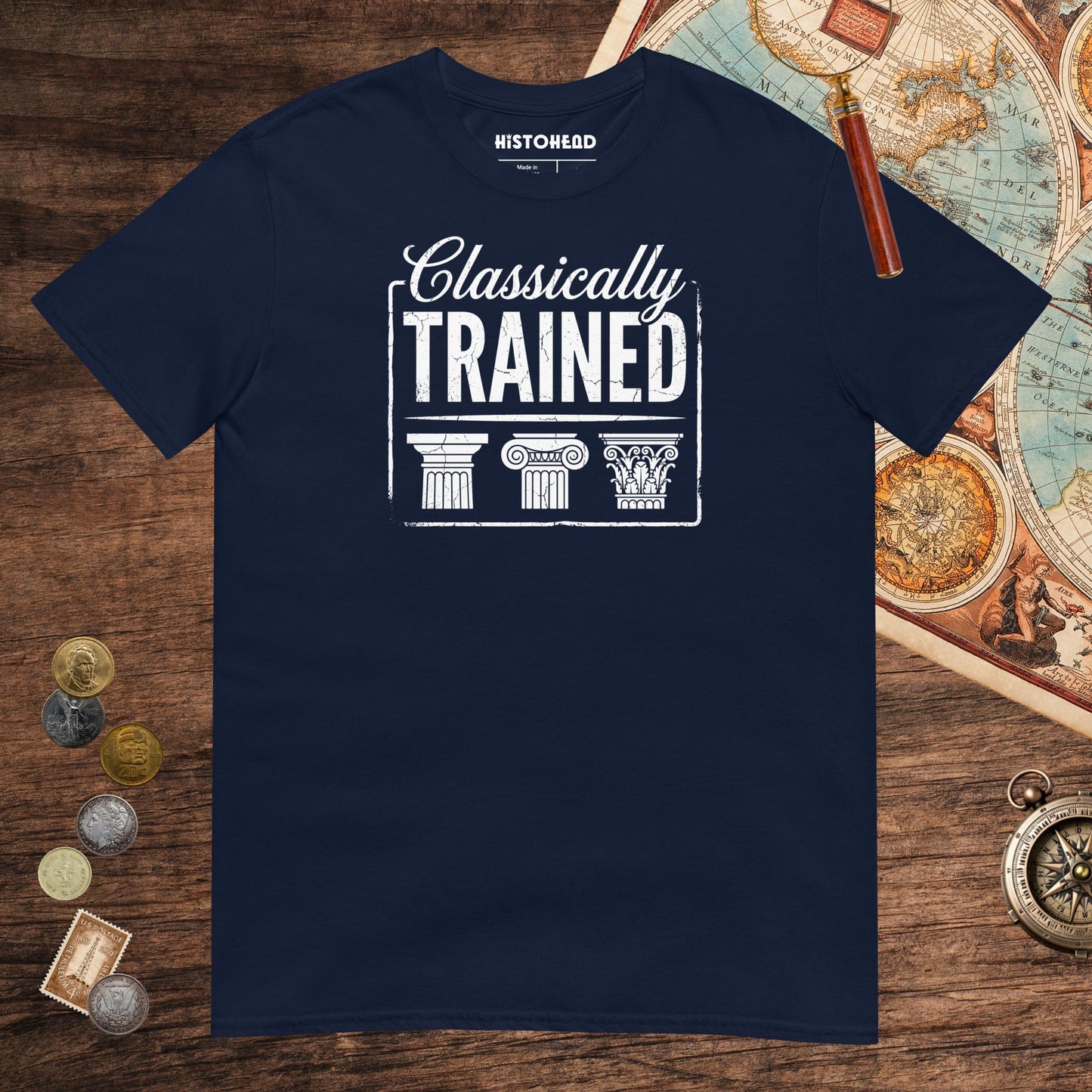 Navy Classically Trained Tee - history buff gift by HistoHead
