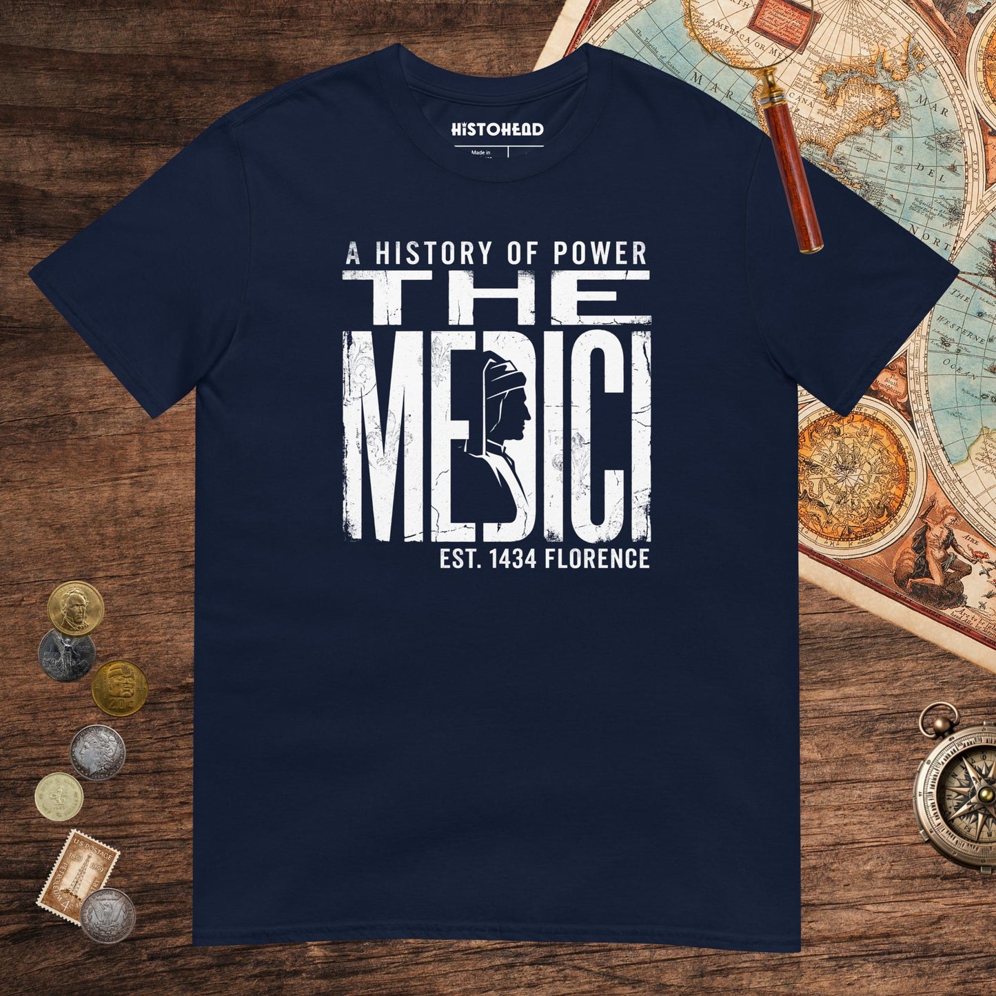Navy The Medici Tee - history buff gift by HistoHead