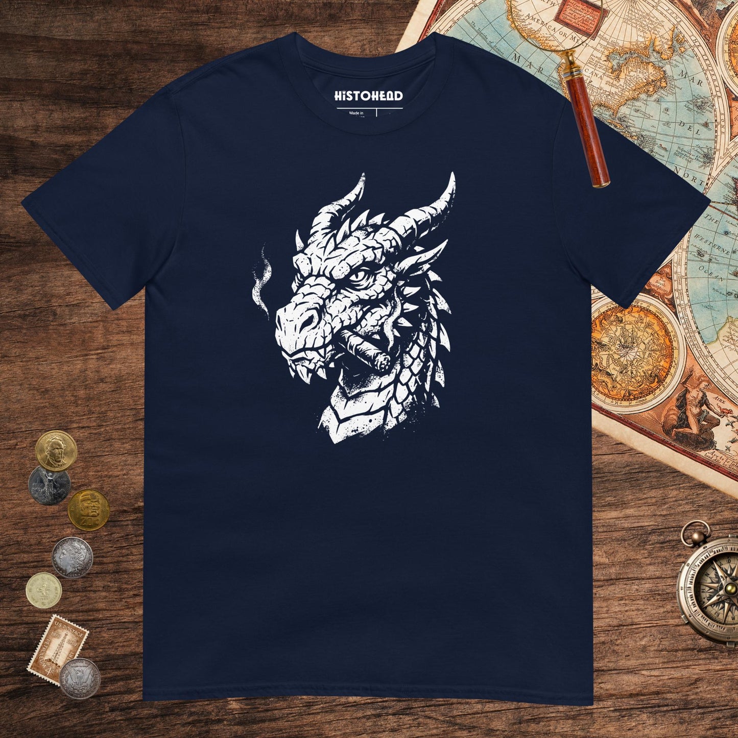 Navy Smoking Dragon Tee - history buff gift by HistoHead