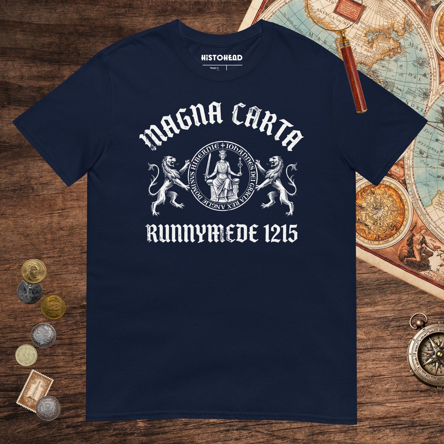 Navy Magna Carta King John Seal Tee - history buff gift by HistoHead