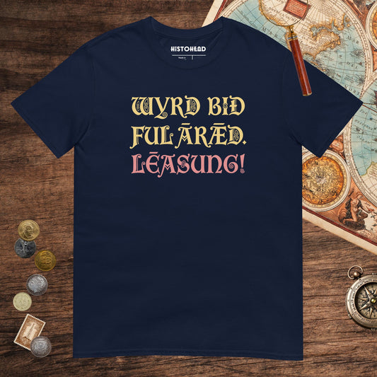 Navy Old English Fate Denied Tee - history buff gift by HistoHead
