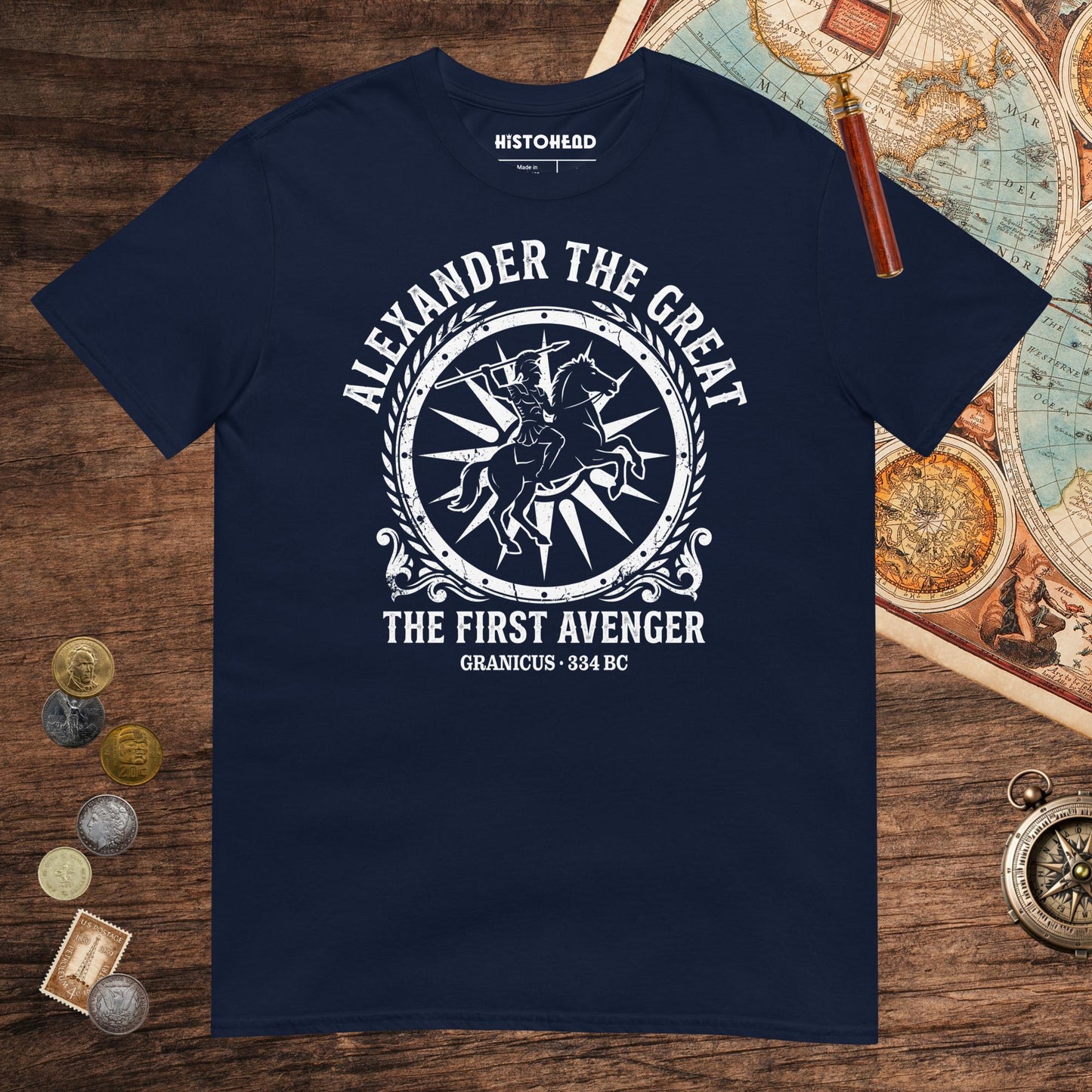 Navy Alexander the Great First Avenger Tee - history buff gift by HistoHead