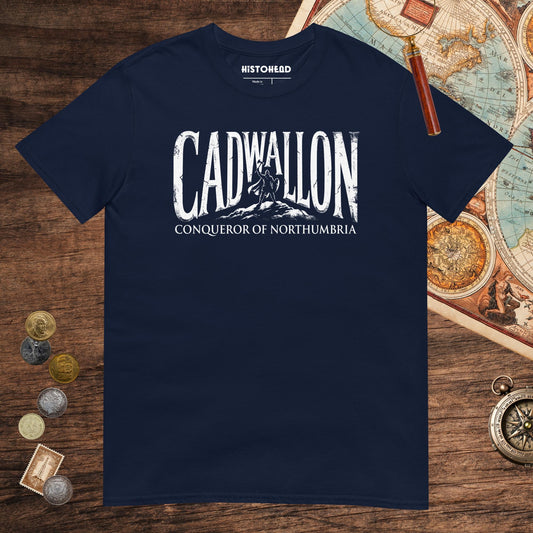 Navy Cadwallon Conqueror of Northumbria Tee - history buff gift by HistoHead