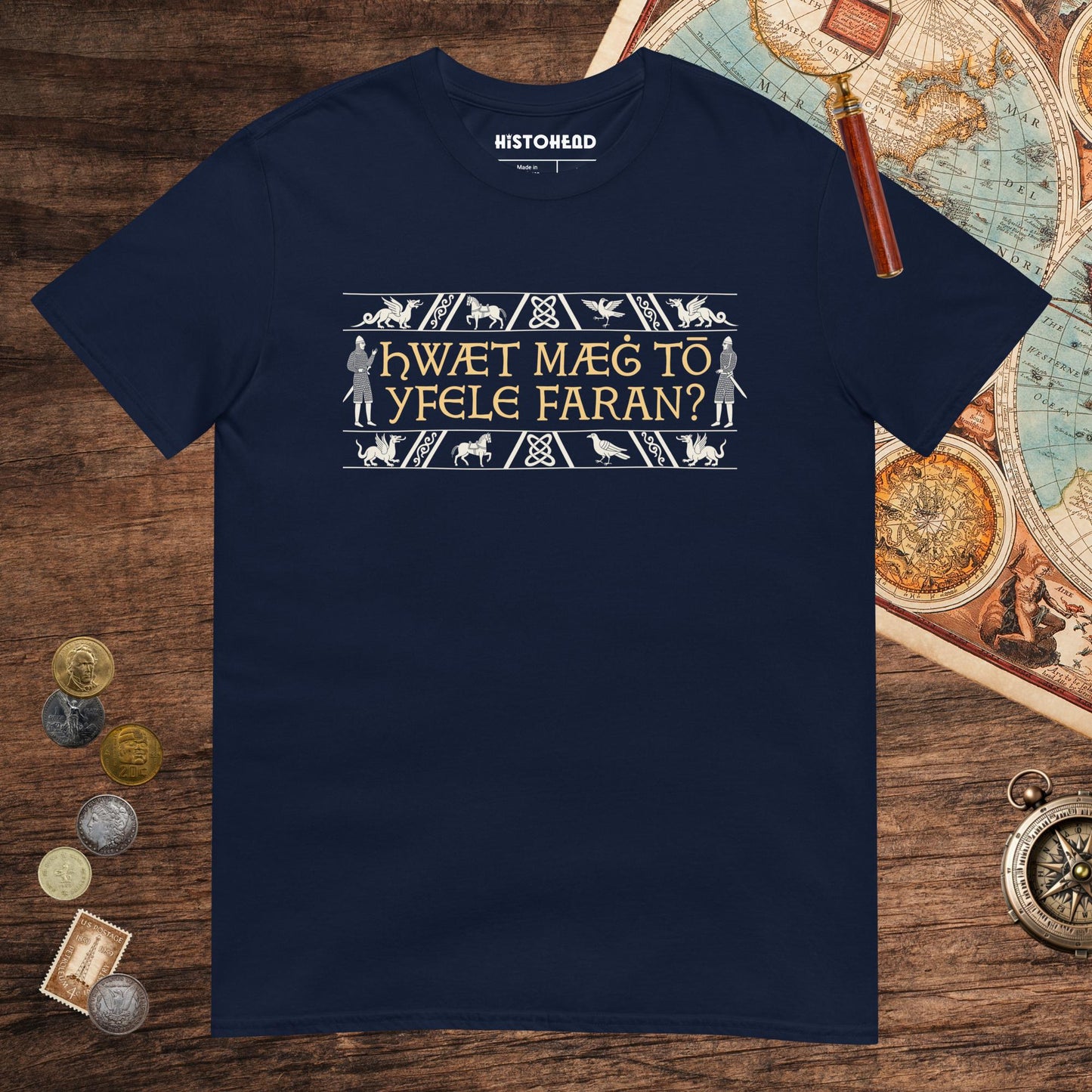 Navy What Could Possibly Go Wrong in Old English Tee - history buff gift by HistoHead