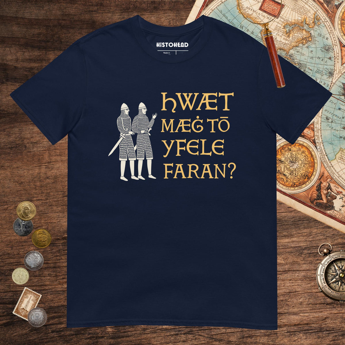Navy What Could Possibly Go Wrong in Old English Tee - history buff gift by HistoHead