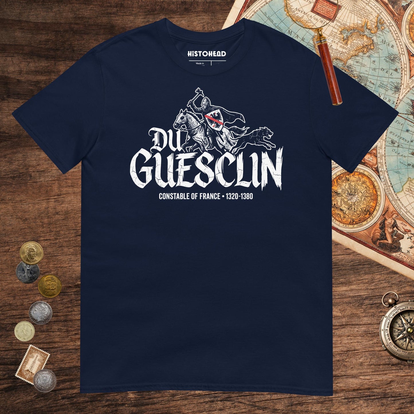 Navy Du Guesclin Tee - history buff gift by HistoHead