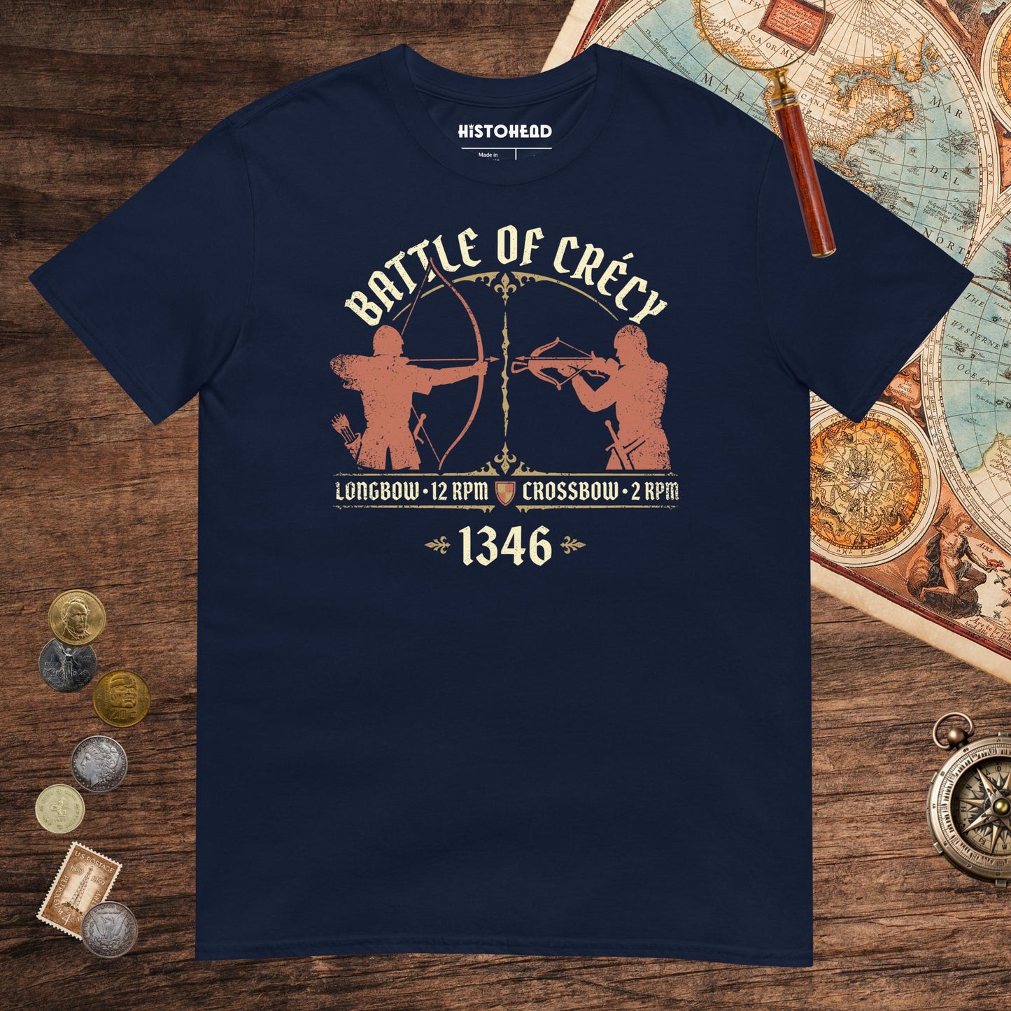 Navy Battle of Crecy 1346 Tee - history buff gift by HistoHead
