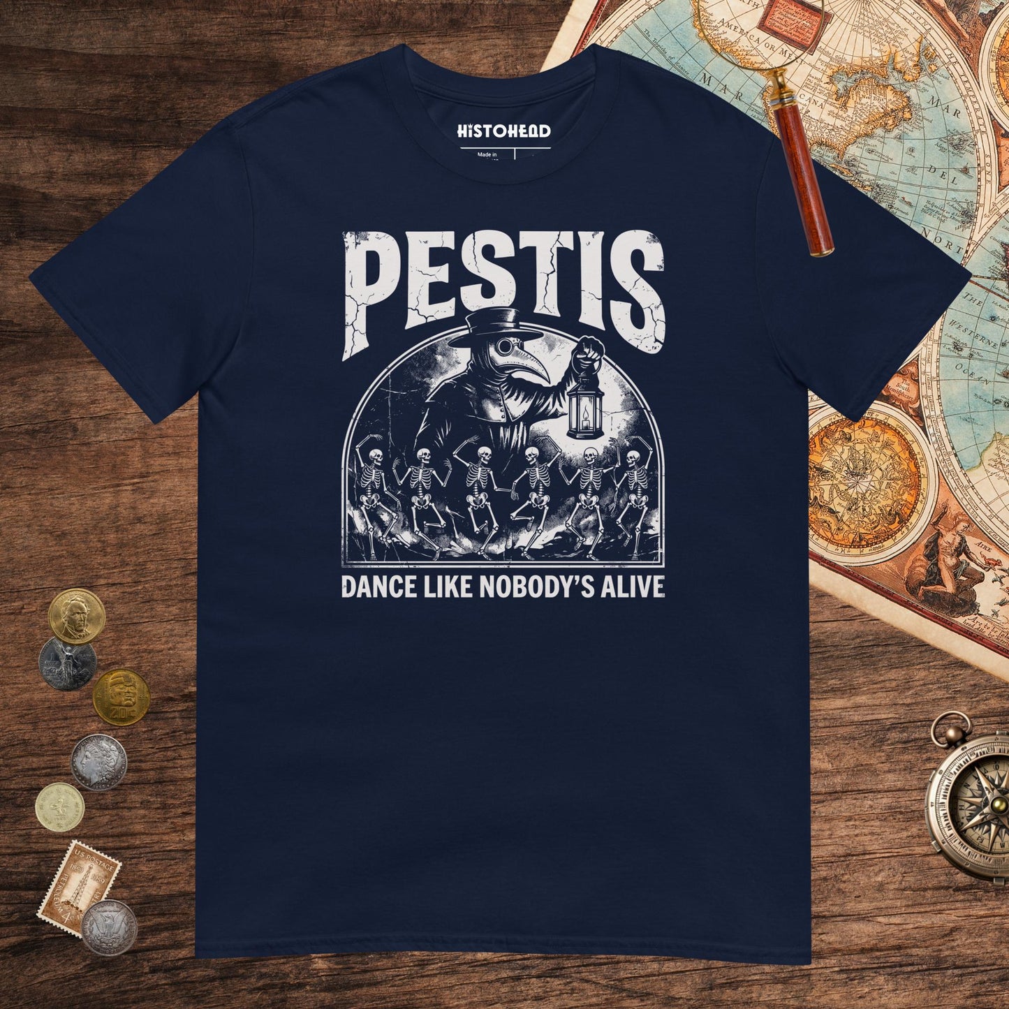 Navy Pestis Dance Tee - history buff gift by HistoHead