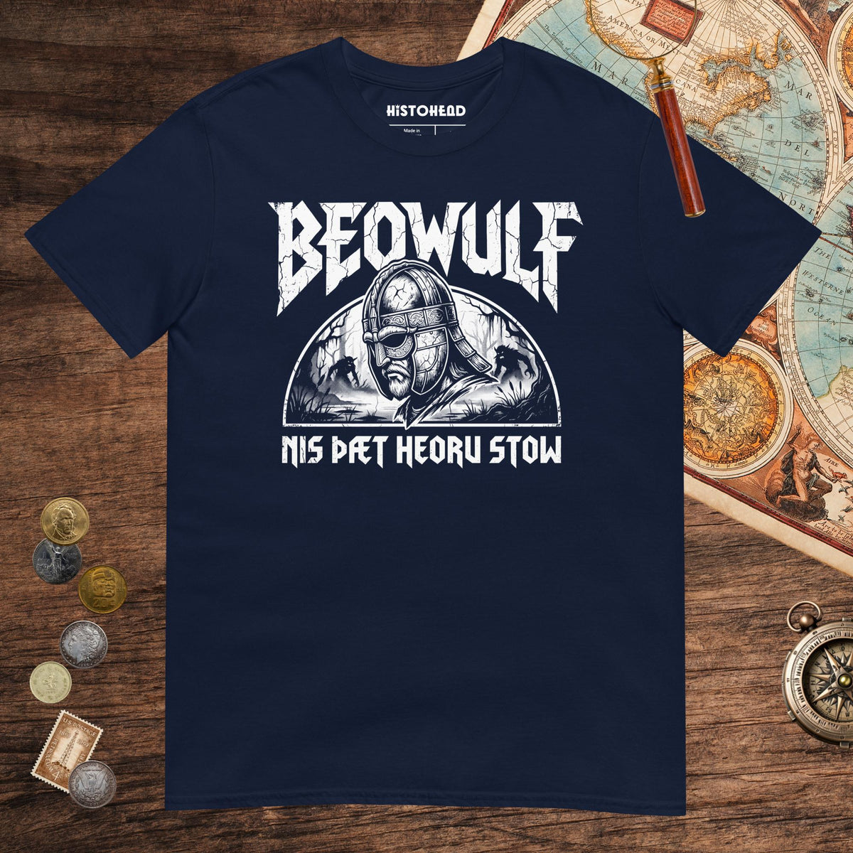 Navy Beowulf That Is No Pleasant Place Old English Tee - history buff gift by HistoHead