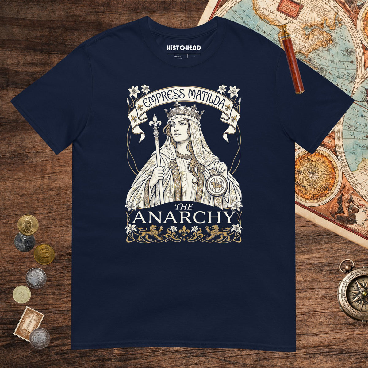 Navy Empress Matilda The Anarchy Tee - history buff gift by HistoHead