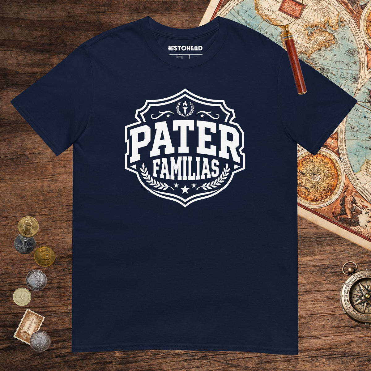 Navy Pater Familias Latin Tee - history buff gift by HistoHead