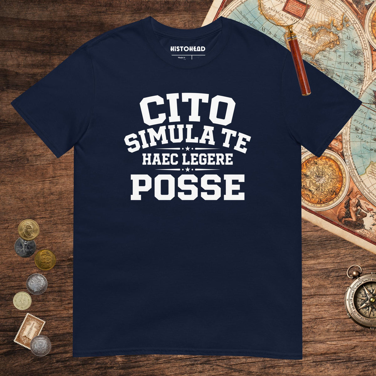 Navy Latin Quick Pretend You Can Read This Tee - history buff gift by HistoHead