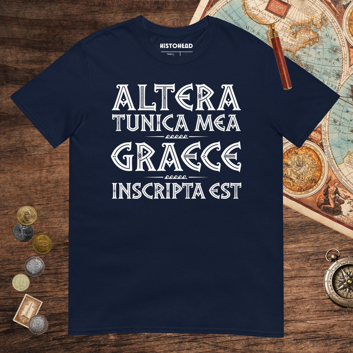 Navy Latin My Other Shirt Is In Greek Tee - history buff gift by HistoHead