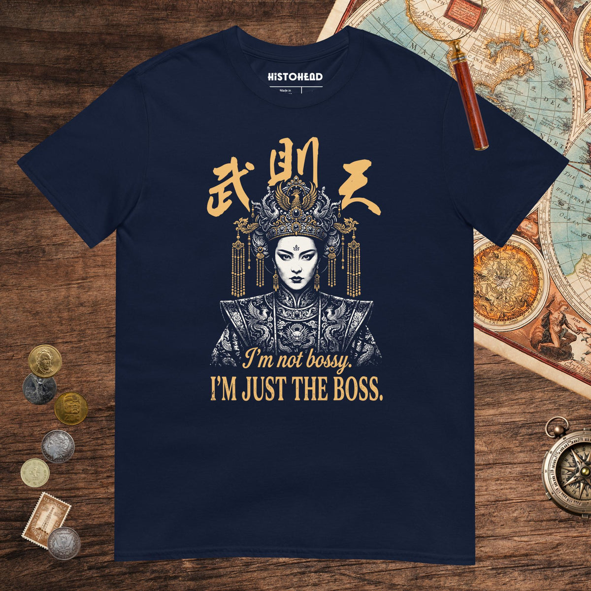 Navy Wu Zetian I'm Not Bossy Tee - history buff gift by HistoHead