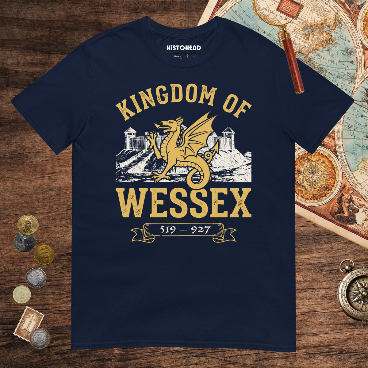 Navy Kingdom of Wessex Tee - history buff gift by HistoHead