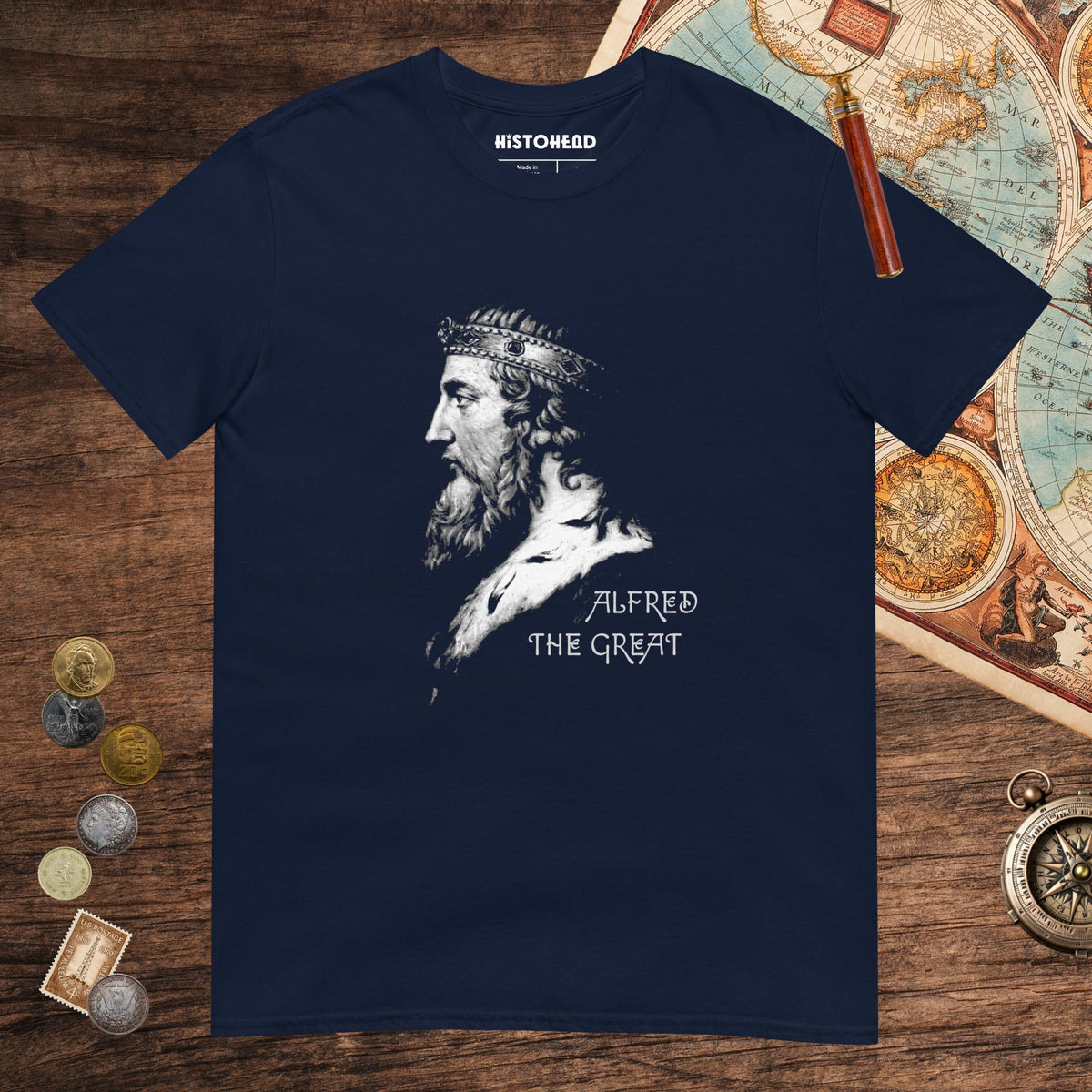 Navy Alfred the Great Portrait Tee - history buff gift by HistoHead